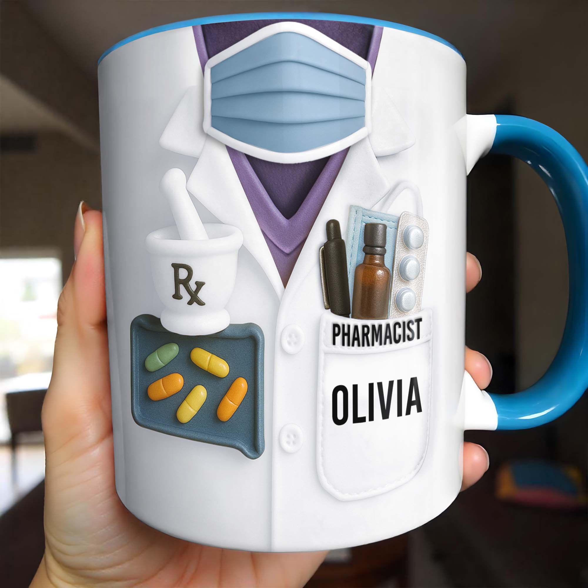 Personalized Pharmacist Uniform Accent Mug Perfect Gifts For Dedicated Pharmacists - Image 2