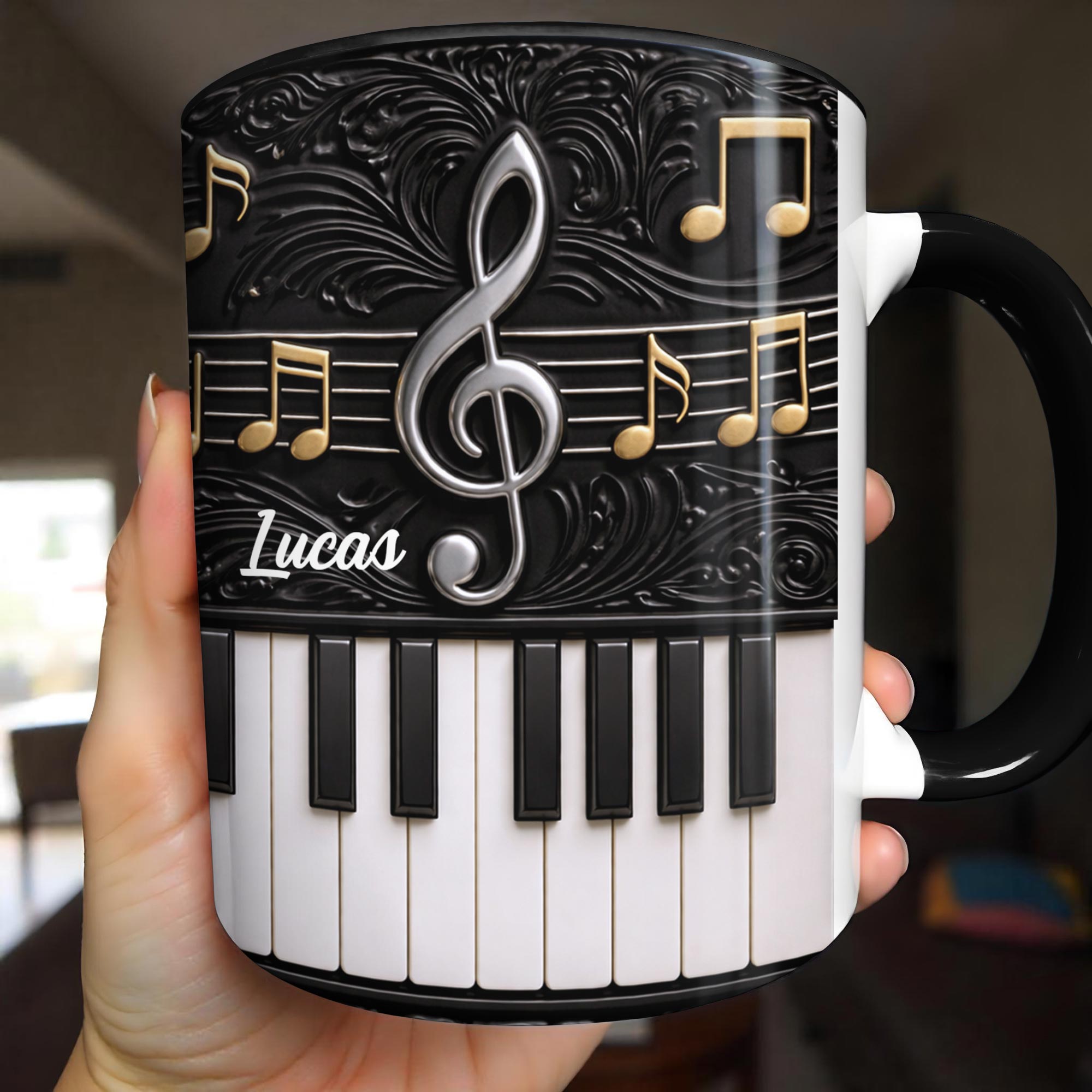 Personalized Piano Keys Accent Mug Music Note Coffee Cup Gifts For Piano Teacher - Image 5