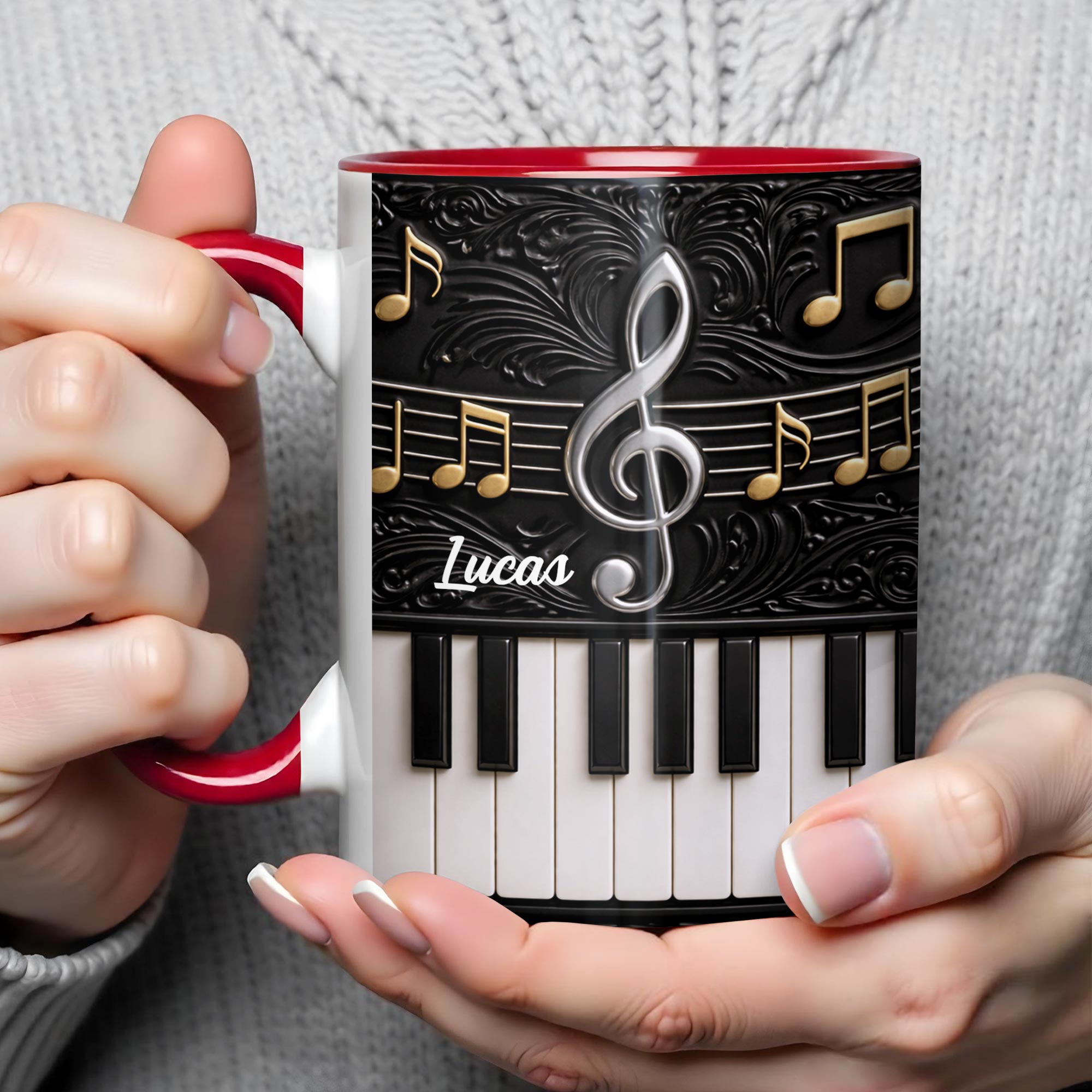 Personalized Piano Keys Accent Mug Music Note Coffee Cup Gifts For Piano Teacher - Image 4