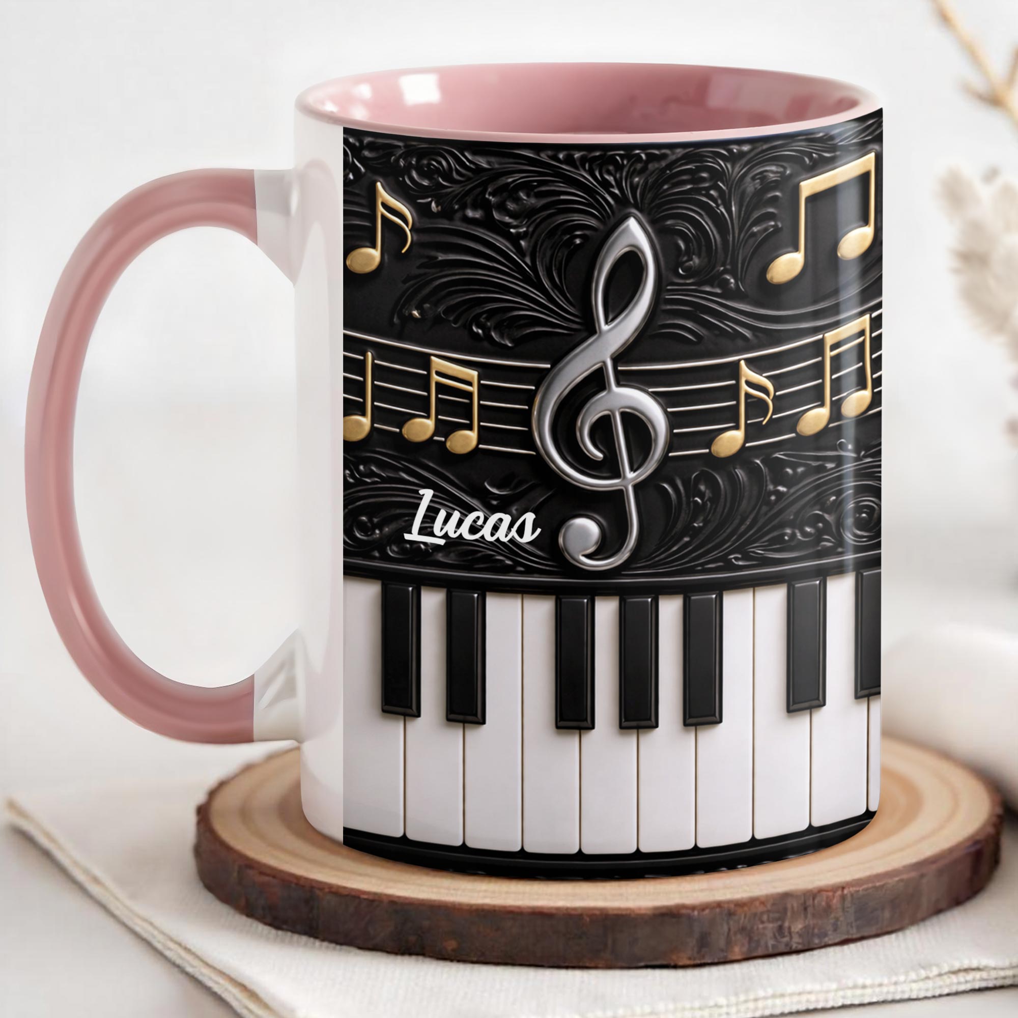 Personalized Piano Keys Accent Mug Music Note Coffee Cup Gifts For Piano Teacher - Image 3