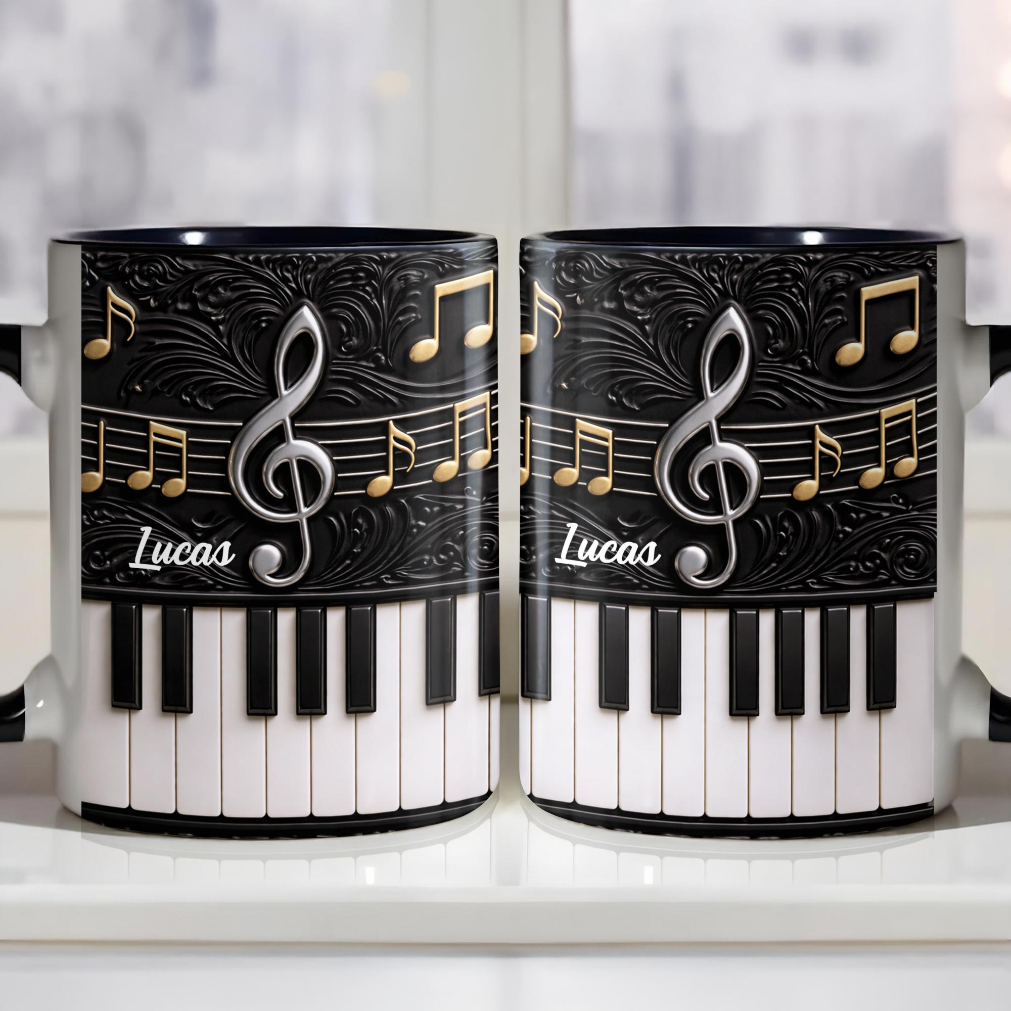 Personalized Piano Keys Accent Mug Music Note Coffee Cup Gifts For Piano Teacher - Image 7