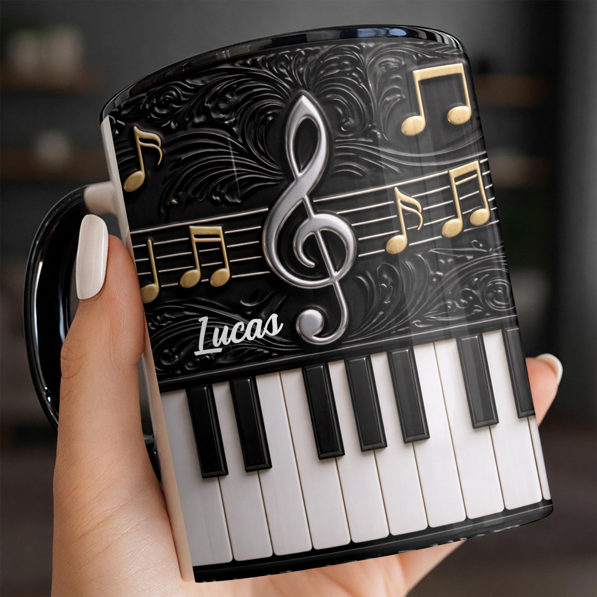 Personalized Piano Keys Accent Mug Music Note Coffee Cup Gifts For Piano Teacher - Image 6