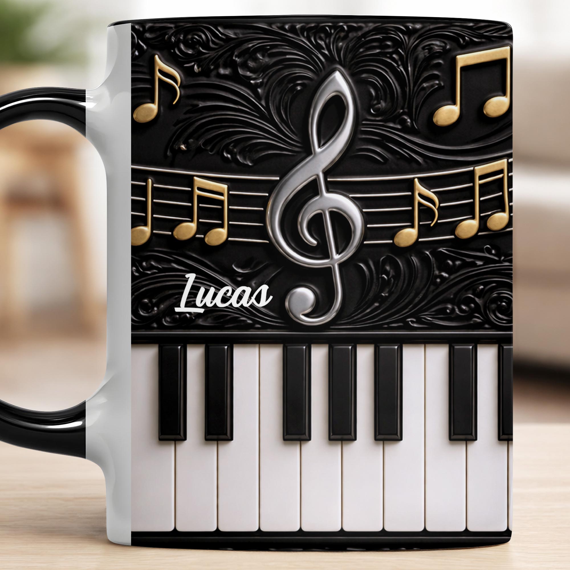 Personalized Piano Keys Accent Mug Music Note Coffee Cup Gifts For Piano Teacher