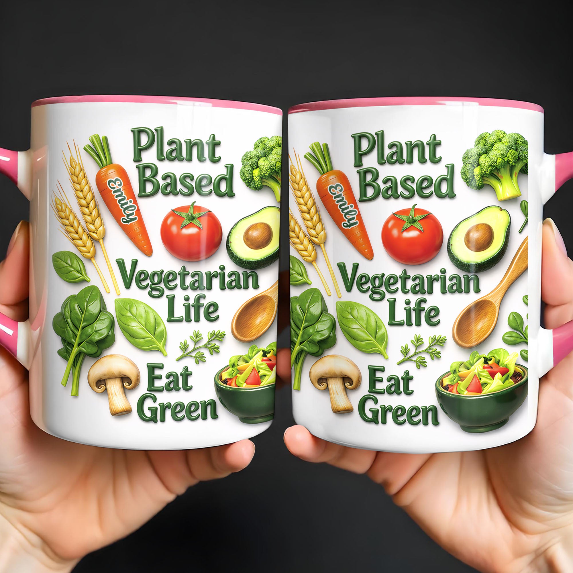 Personalized Plant Based Vegetarian Life Eat Green With Fresh Vegetables Accent Mug Gifts Ideas - Image 7