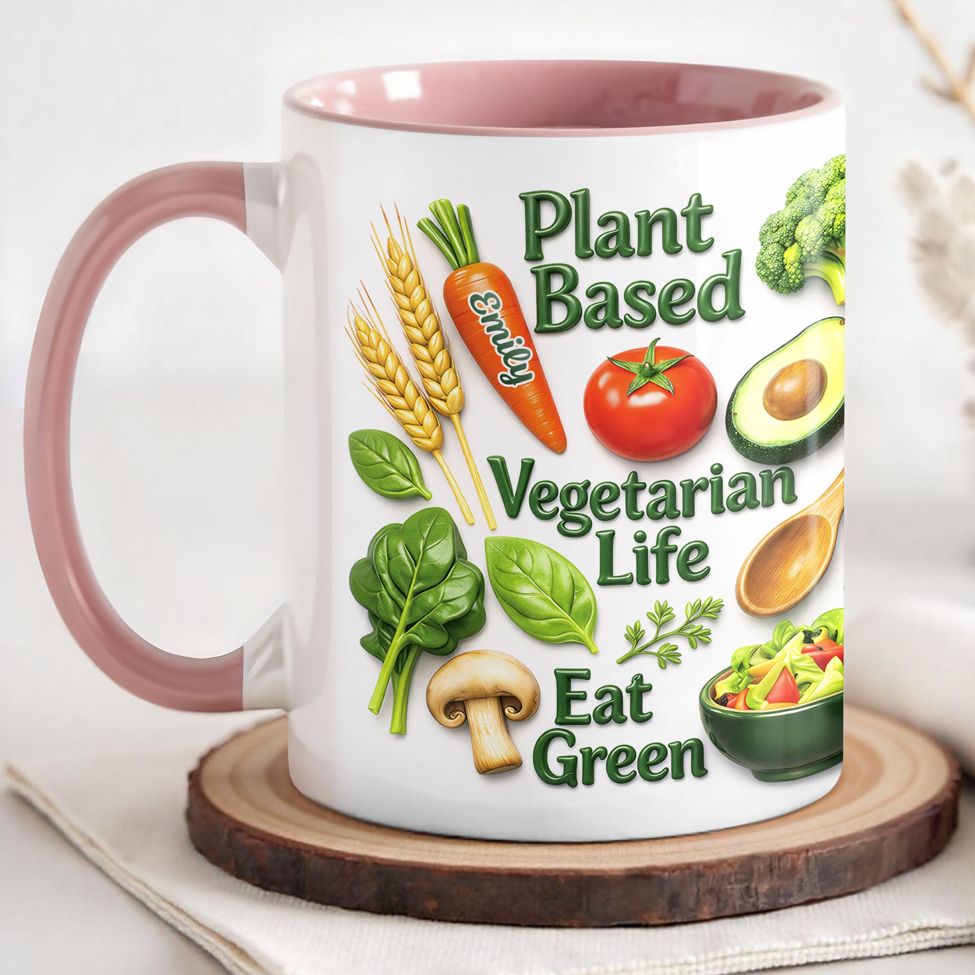 Personalized Plant Based Vegetarian Life Eat Green With Fresh Vegetables Accent Mug Gifts Ideas - Image 6