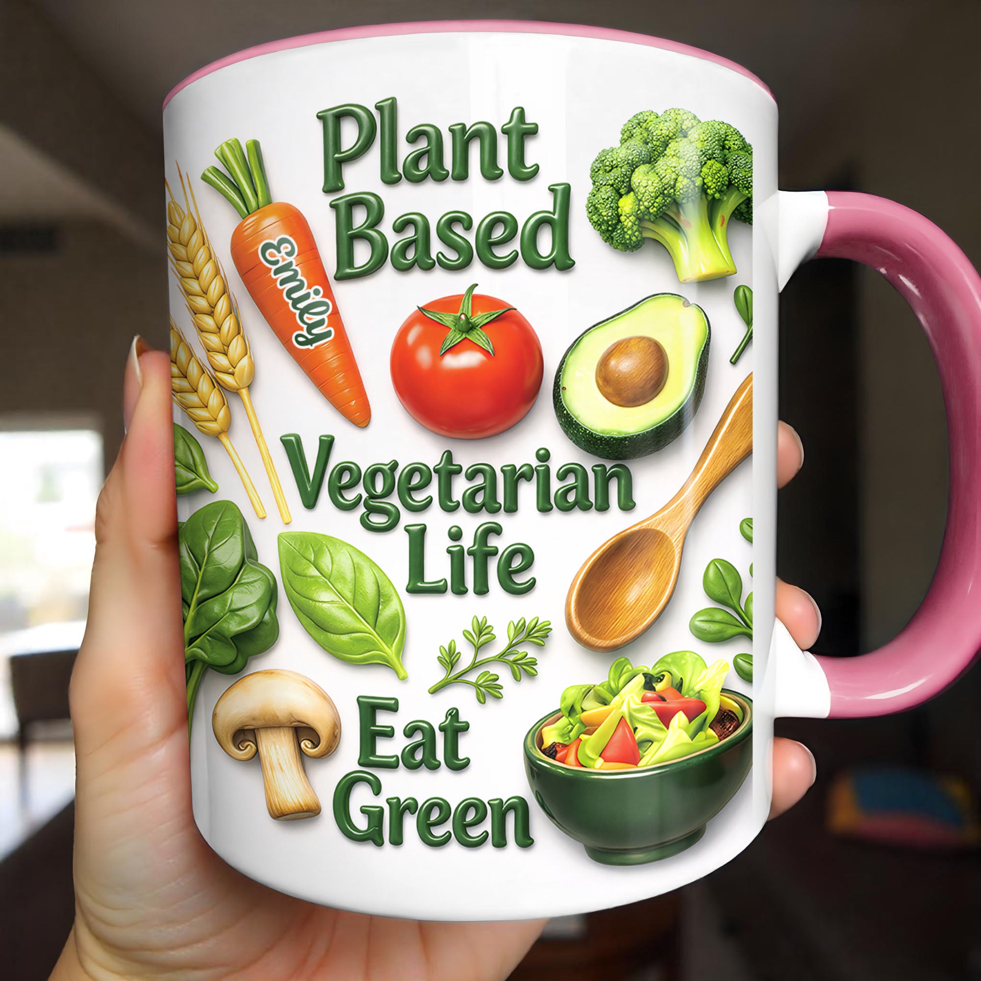 Personalized Plant Based Vegetarian Life Eat Green With Fresh Vegetables Accent Mug Gifts Ideas - Image 4