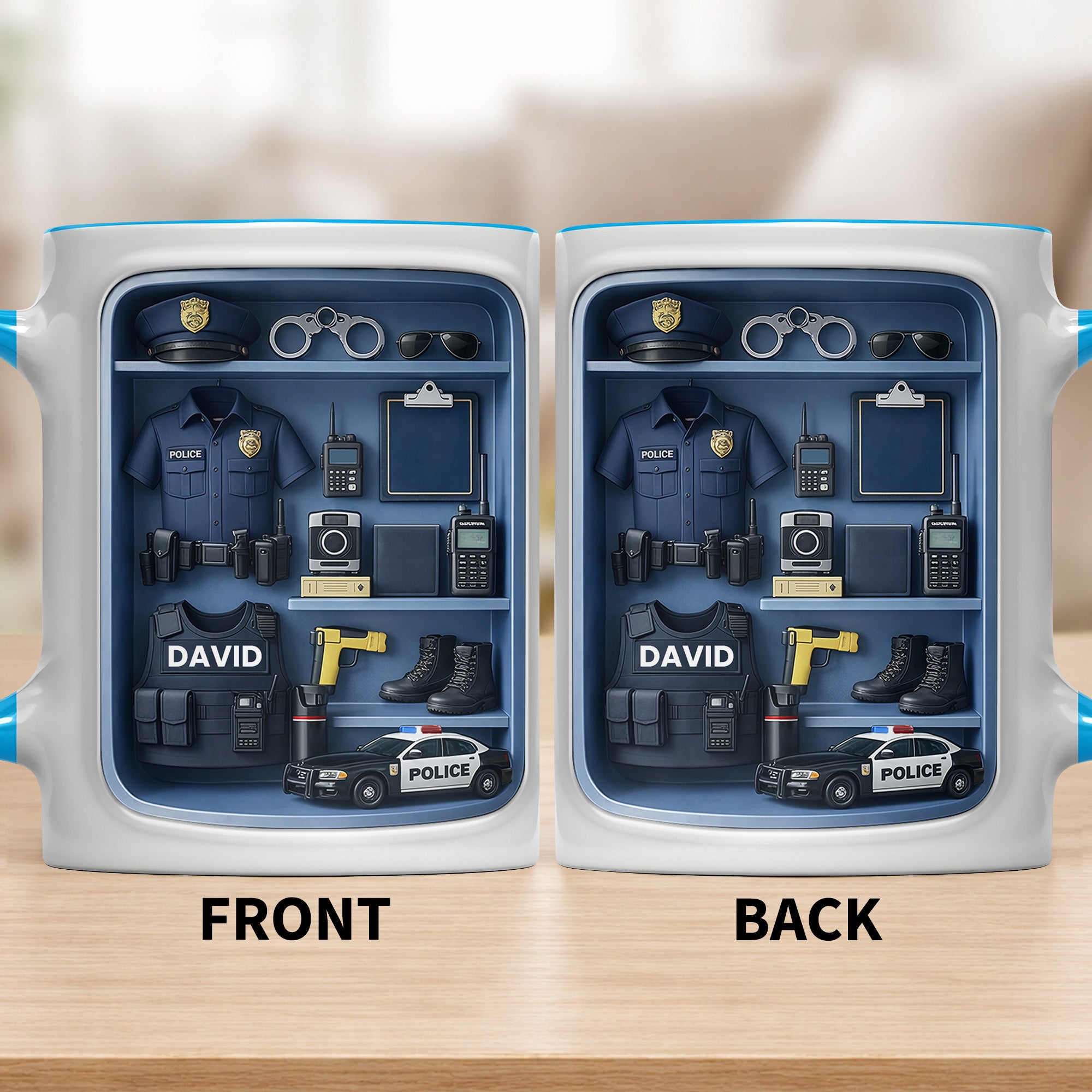 Personalized Police Officer Uniform And Gear With Patrol Car Accent Mug Gifts For Police Dad - Image 6