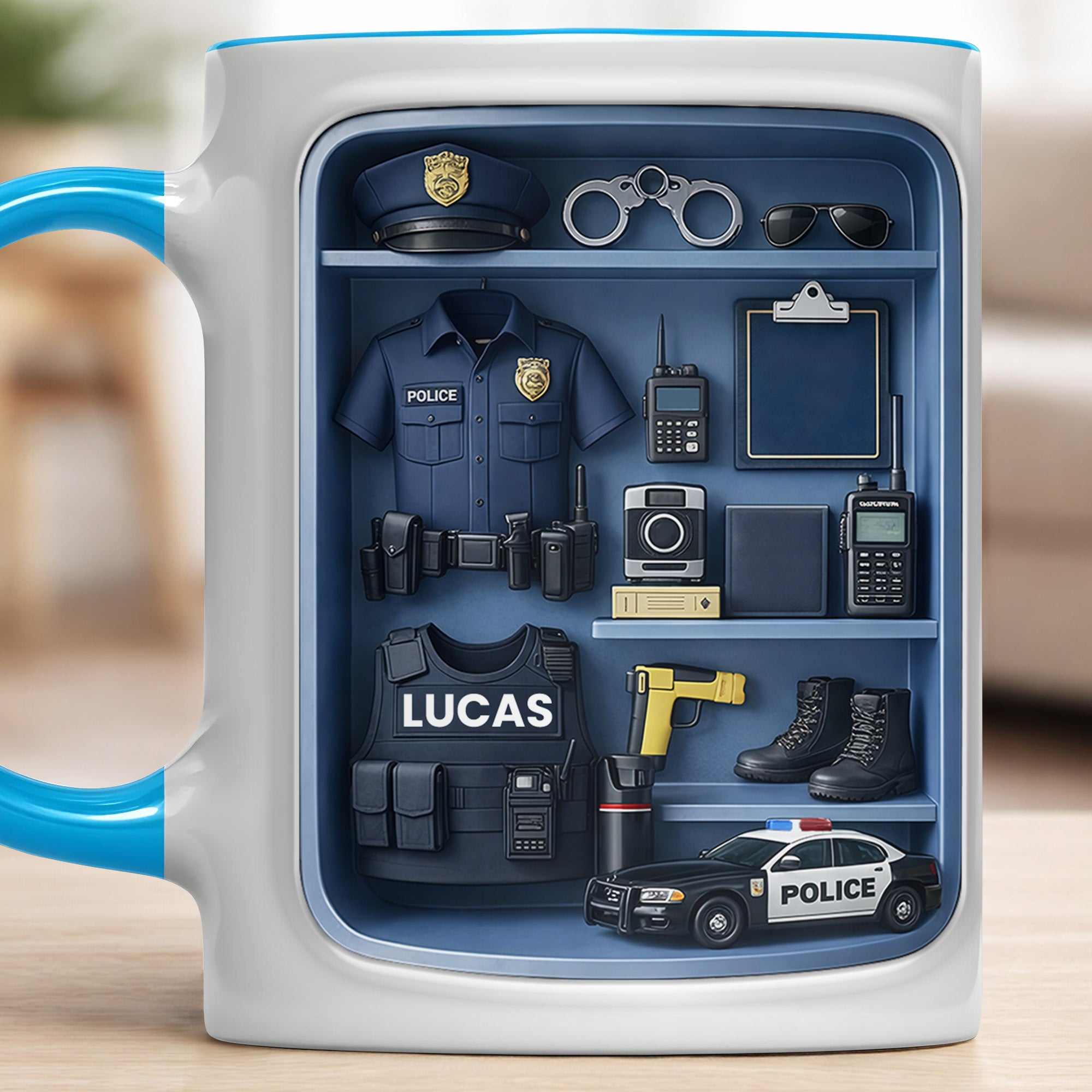Personalized Police Officer Uniform And Gear With Patrol Car Accent Mug Gifts For Police Dad - Image 5