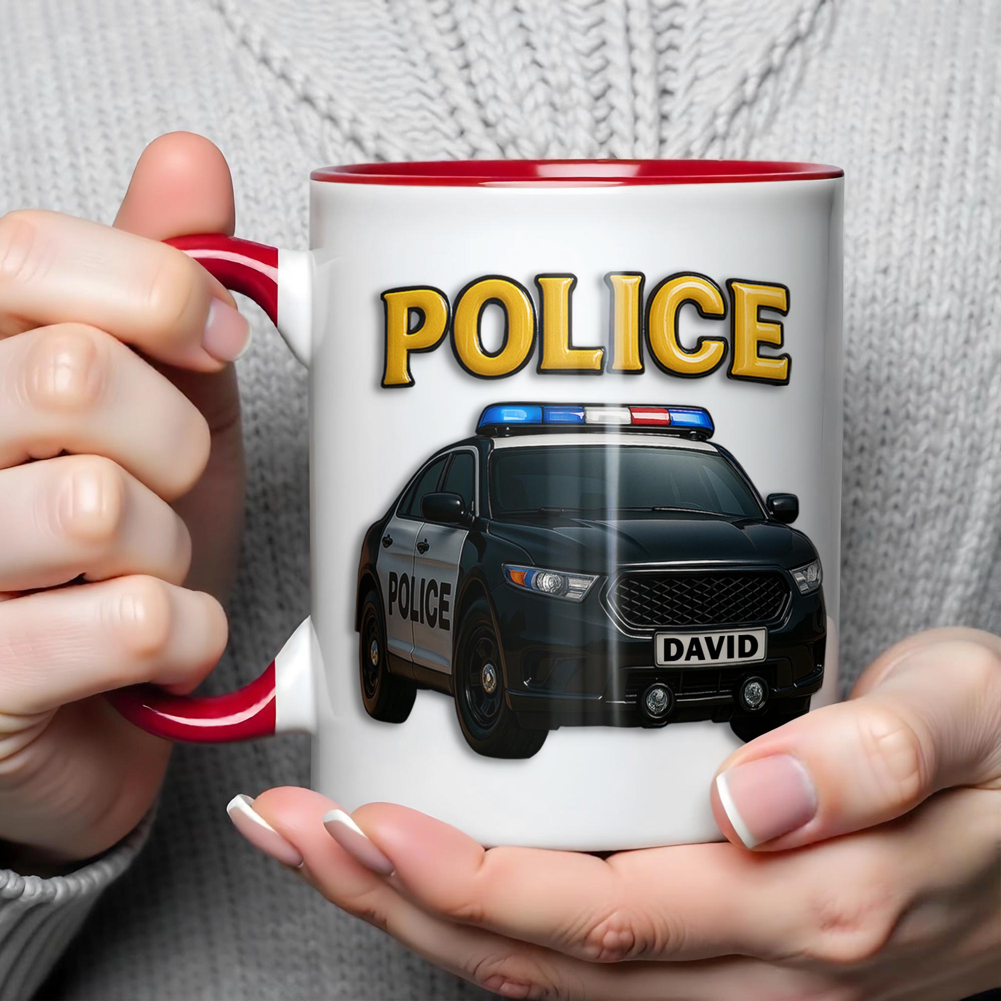 Personalized Police Theme Accent Mug With Police Car Design Gifts For Dad - Image 4