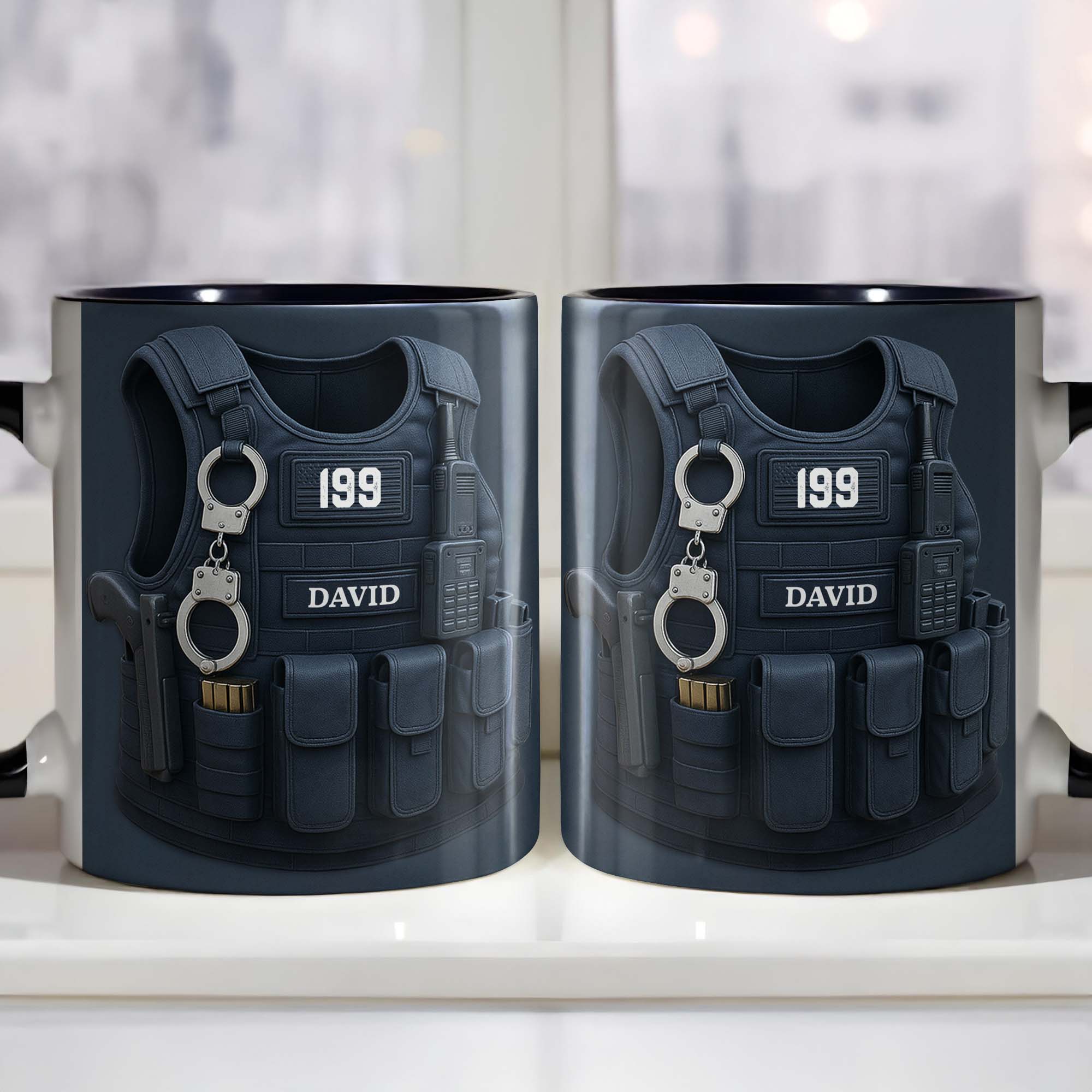 Personalized Police Vest And Tactical Gear Accent Mug Best Gifts For Police Officer