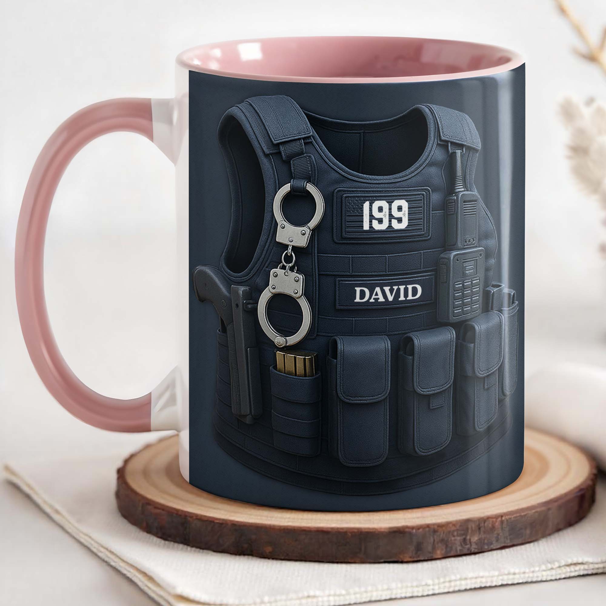 Personalized Police Vest And Tactical Gear Accent Mug Best Gifts For Police Officer - Image 3