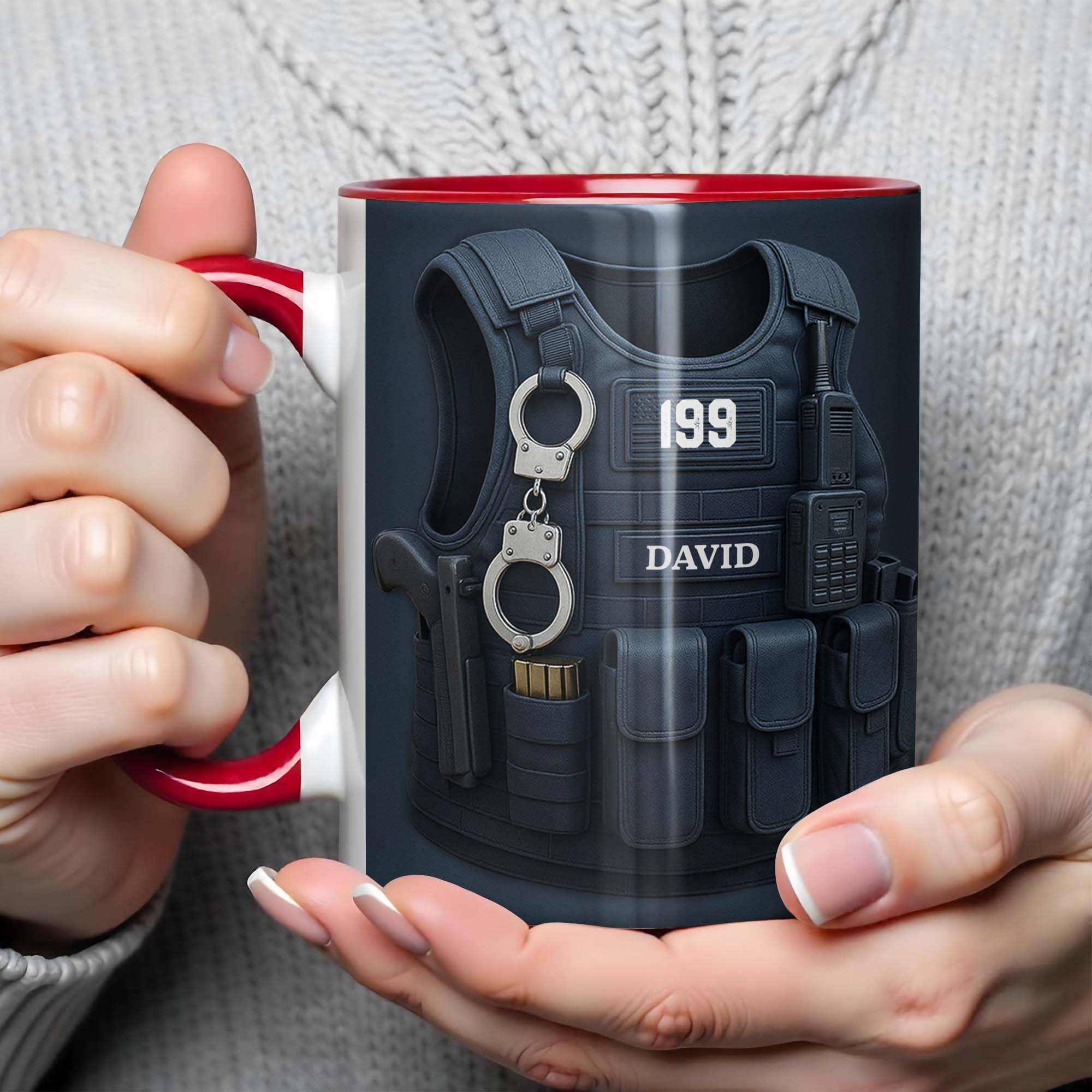 Personalized Police Vest And Tactical Gear Accent Mug Best Gifts For Police Officer - Image 5