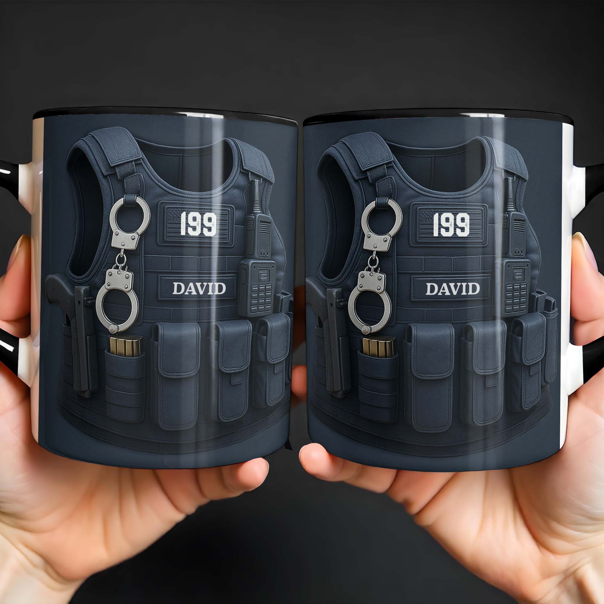 Personalized Police Vest And Tactical Gear Accent Mug Best Gifts For Police Officer - Image 2