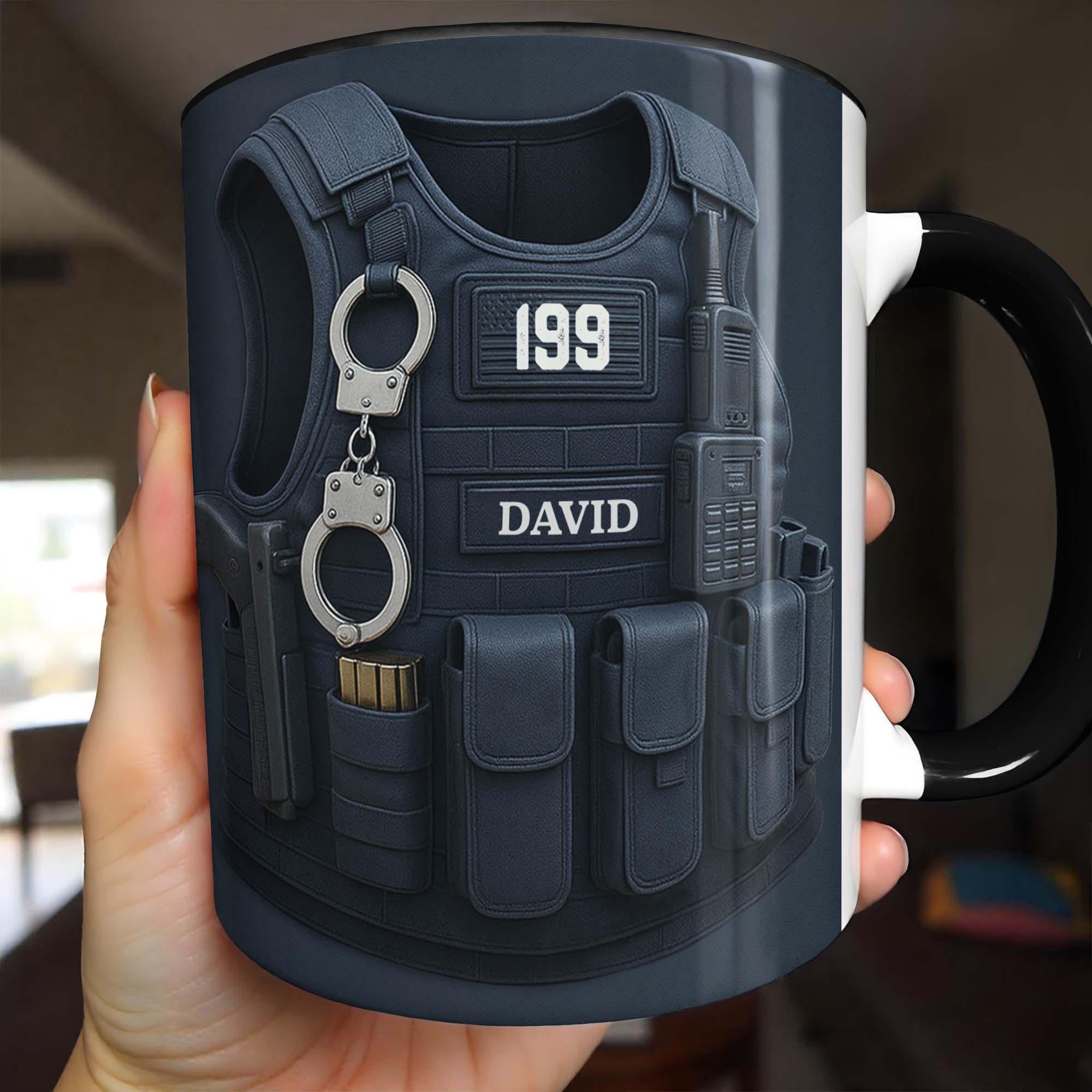 Personalized Police Vest And Tactical Gear Accent Mug Best Gifts For Police Officer - Image 4