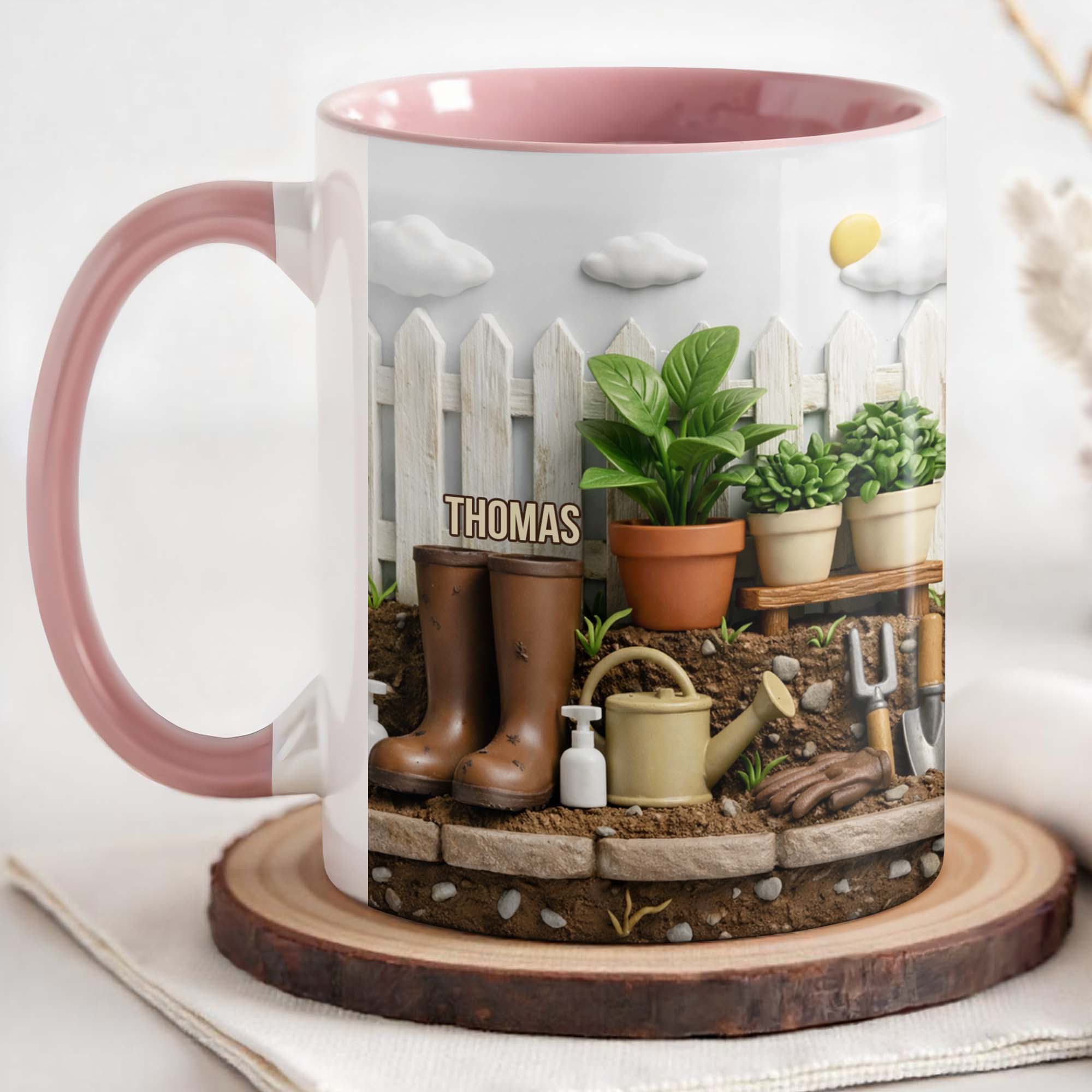 Personalized Potted Plants And Gardening Boots Accent Mug Gifts For Garden Lovers - Image 3