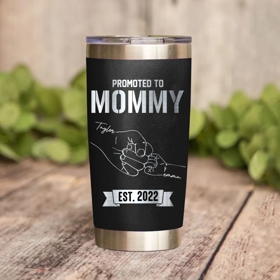 Personalized Promoted To Mommy/Daddy Laser Tumbler Printed QTDT1612 - Image 2