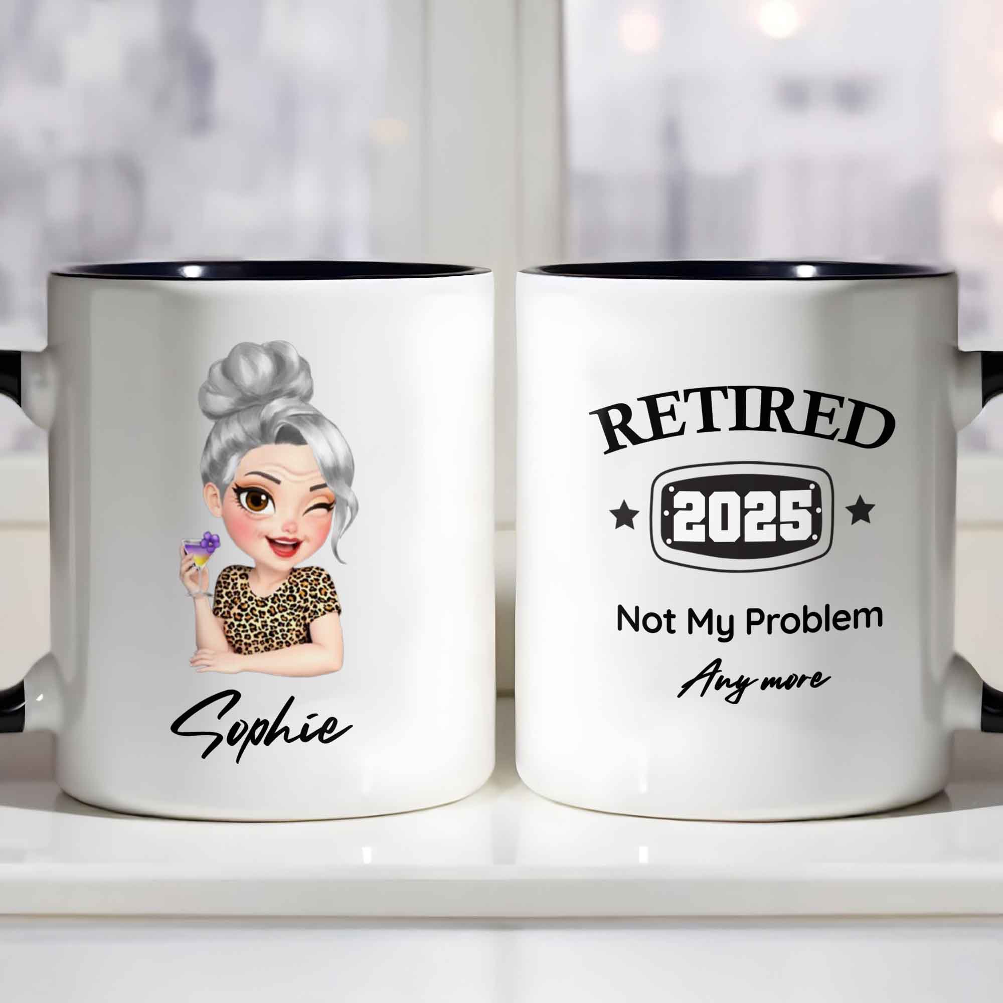 Personalized Retired Not My Problem Anymore Accent Mug Retirement Gift Ideas For Her