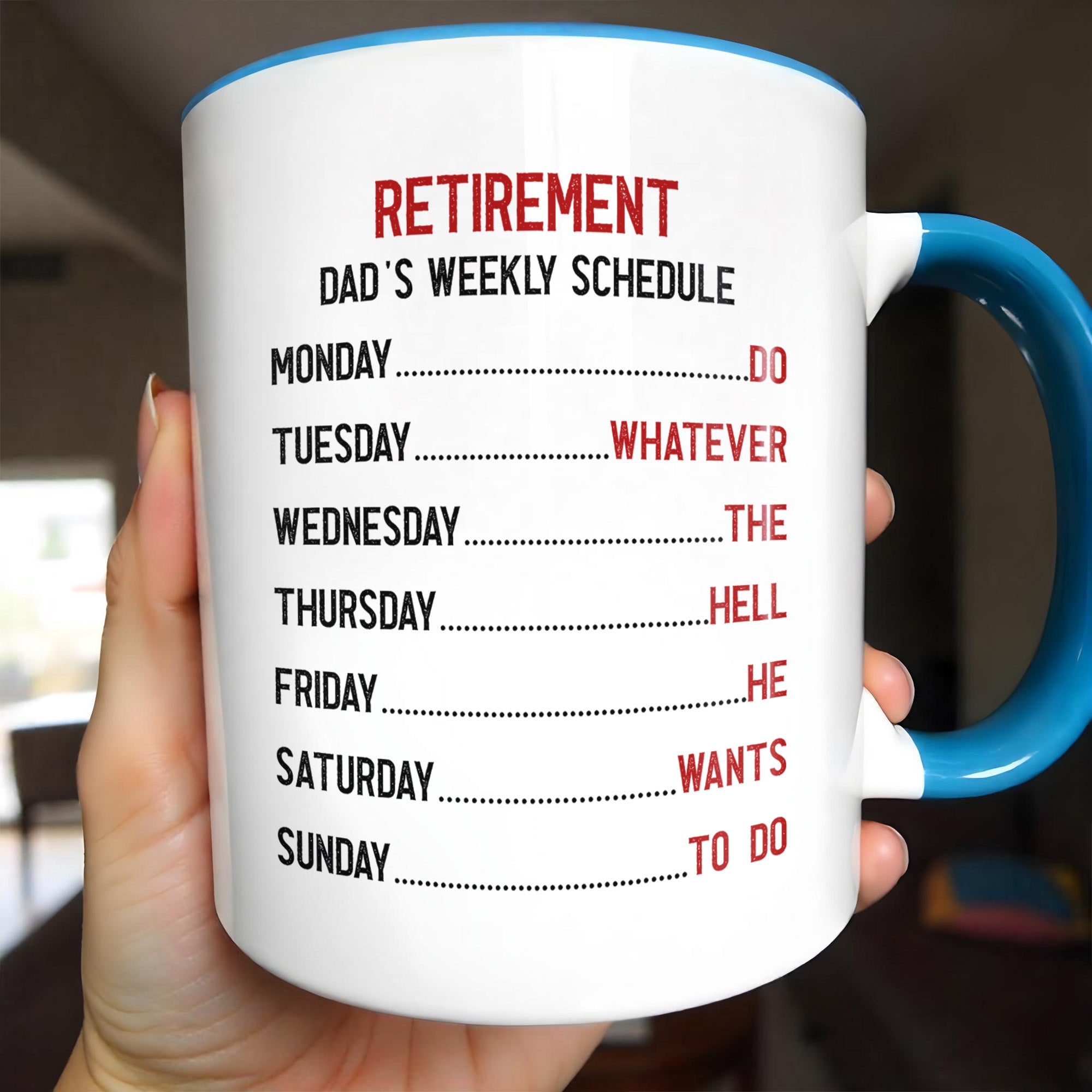 Personalized Retirement Weekly Schedule Accent Mug Retirement Gift Ideas For Men - Image 2