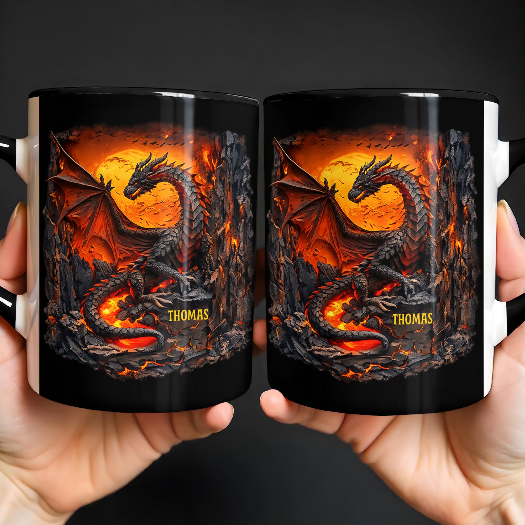 Personalized Rise From The Ashes Dragon Spirit Fire And Lava Mountain Accent Mug Gifts Ideas
