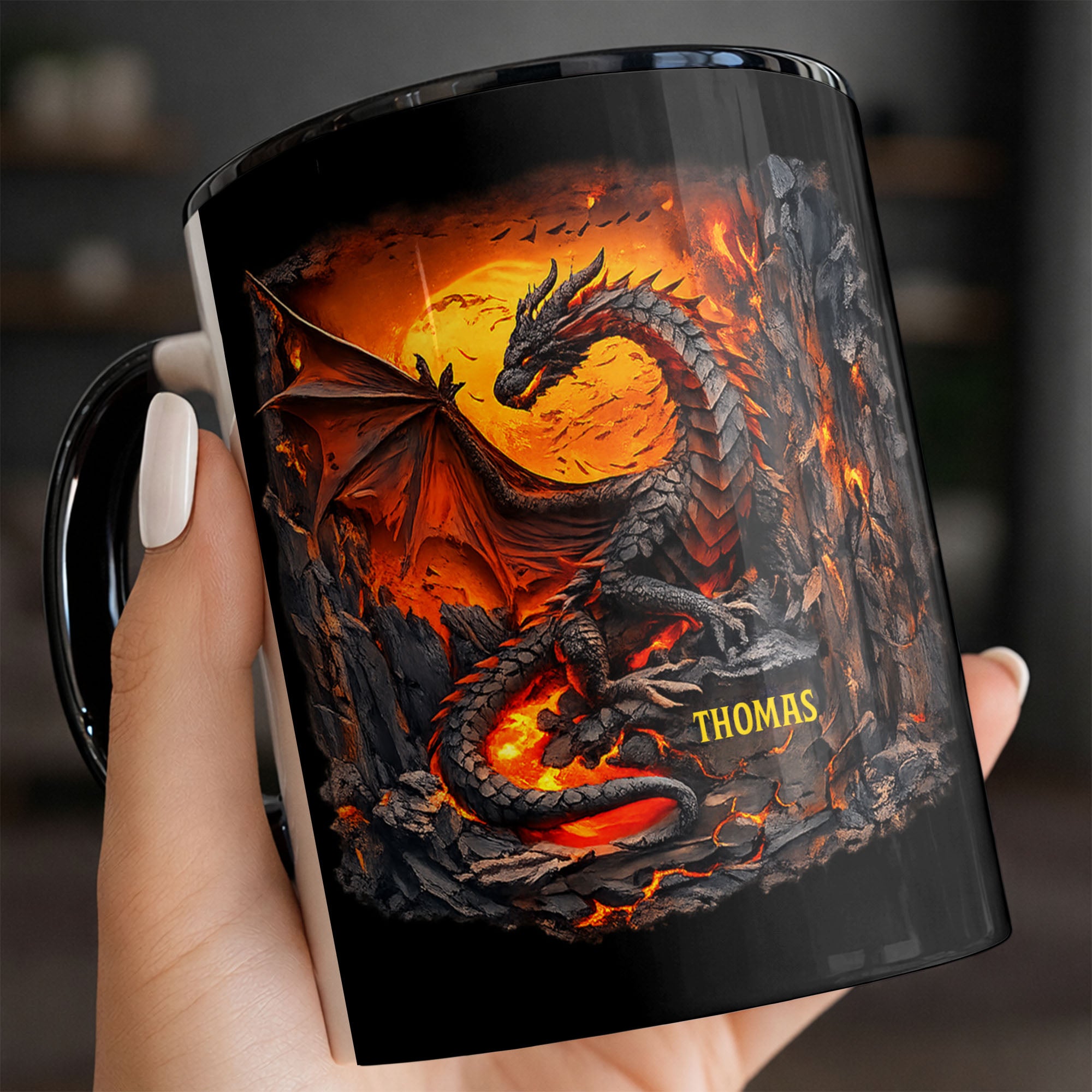 Personalized Rise From The Ashes Dragon Spirit Fire And Lava Mountain Accent Mug Gifts Ideas - Image 6