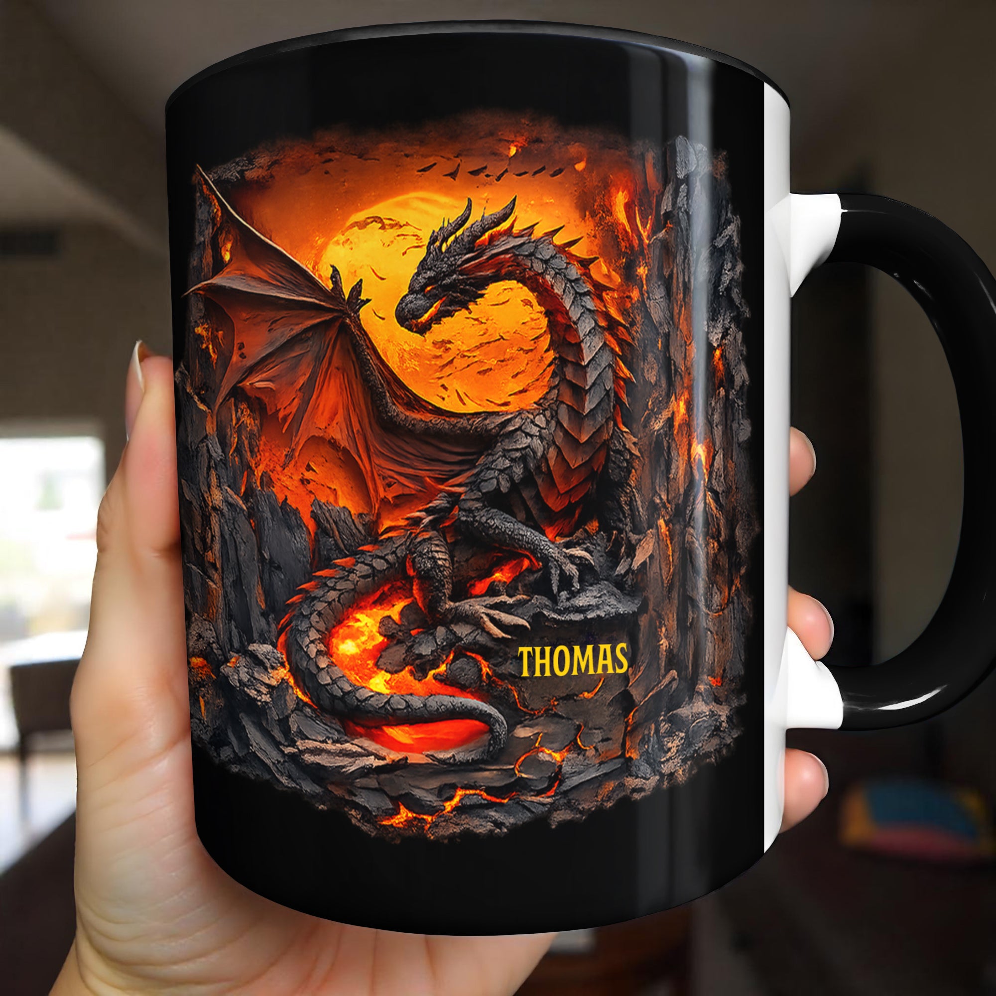Personalized Rise From The Ashes Dragon Spirit Fire And Lava Mountain Accent Mug Gifts Ideas - Image 5