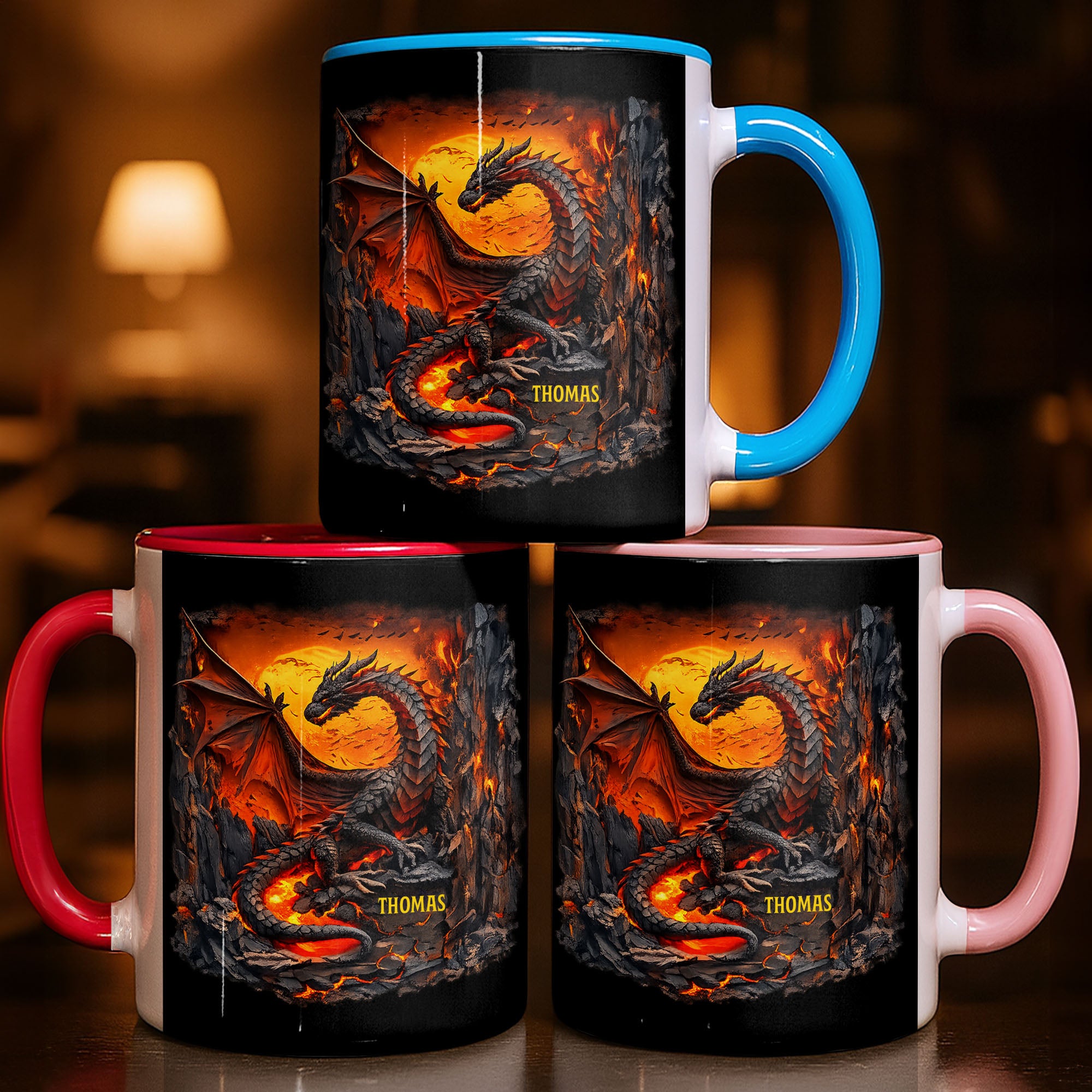 Personalized Rise From The Ashes Dragon Spirit Fire And Lava Mountain Accent Mug Gifts Ideas - Image 2