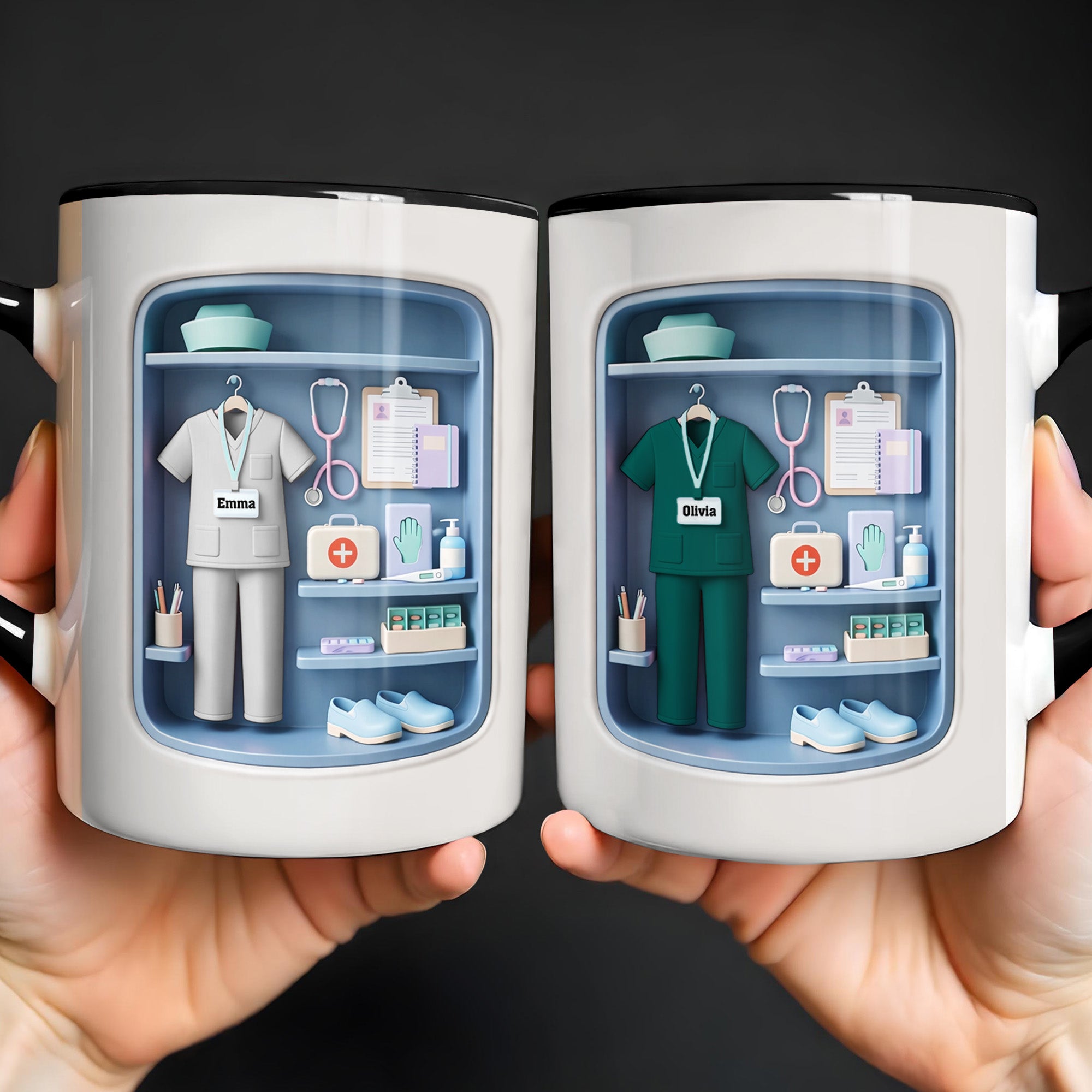 Personalized Scrubs And Stethoscope Accent Mug Dedicated To The Life Of A Healthcare Hero