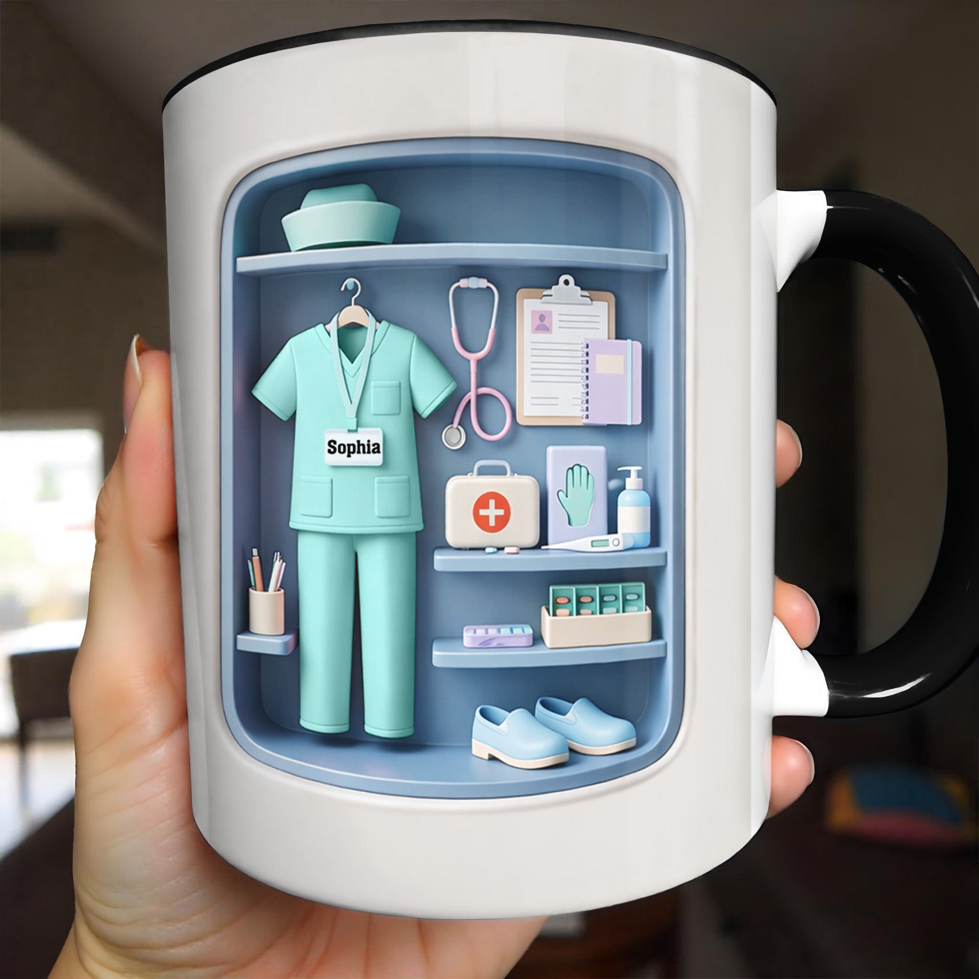 Personalized Scrubs And Stethoscope Accent Mug Dedicated To The Life Of A Healthcare Hero - Image 2