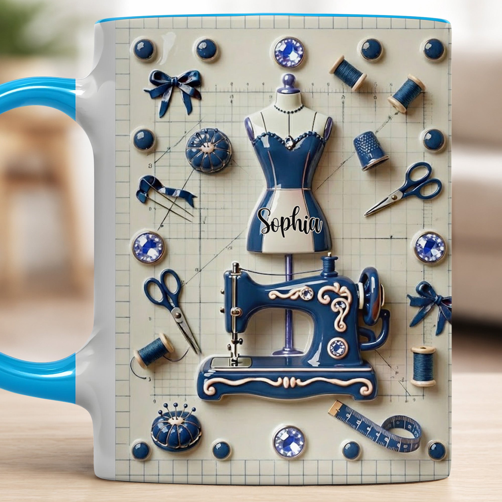 Personalized Sewing And Design Theme Mug Accent Mug Unique Gifts For Sewers - Image 3