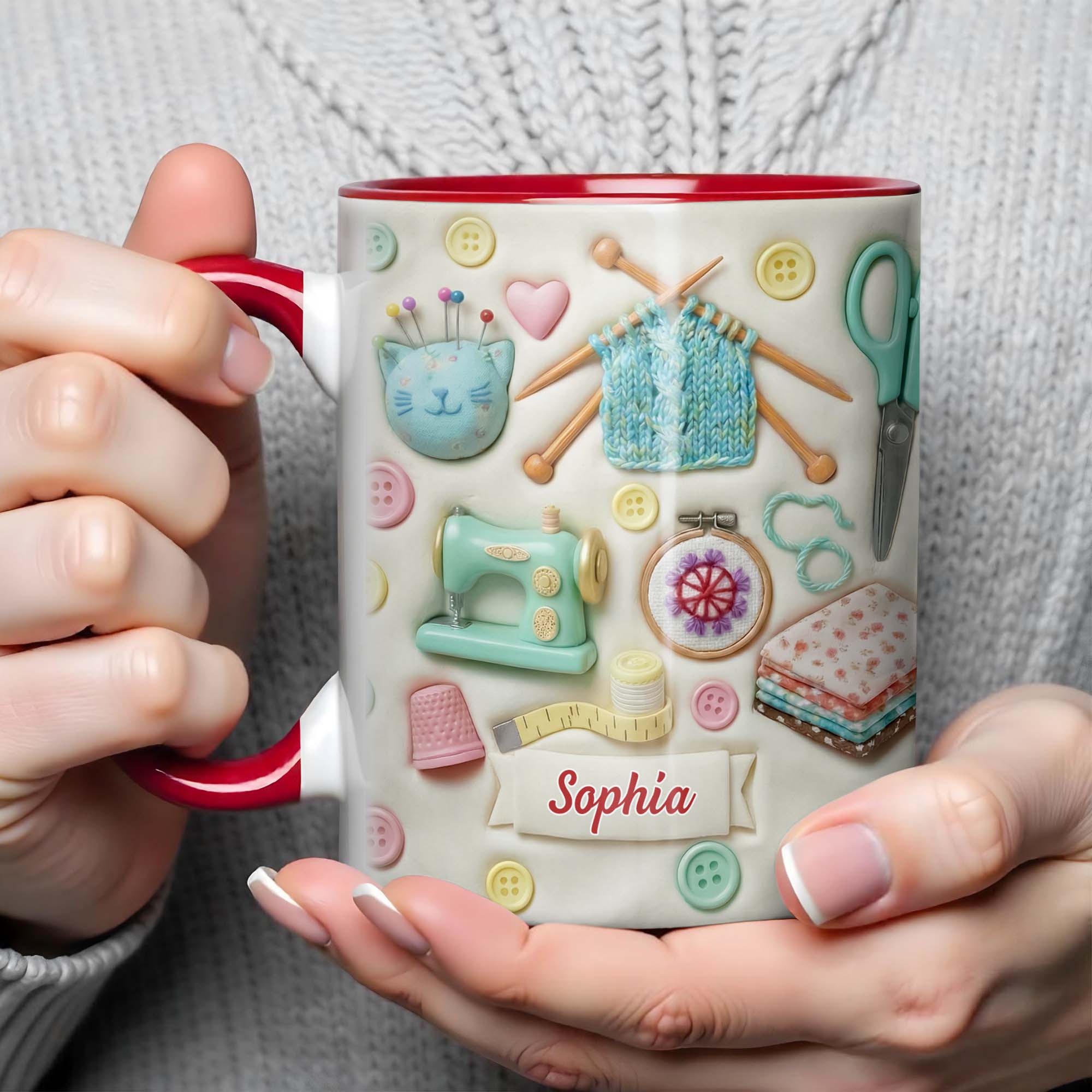 Personalized Sewing Machine Accent Mug Craft Lovers Coffee Cup Cute Gifts For Her - Image 5