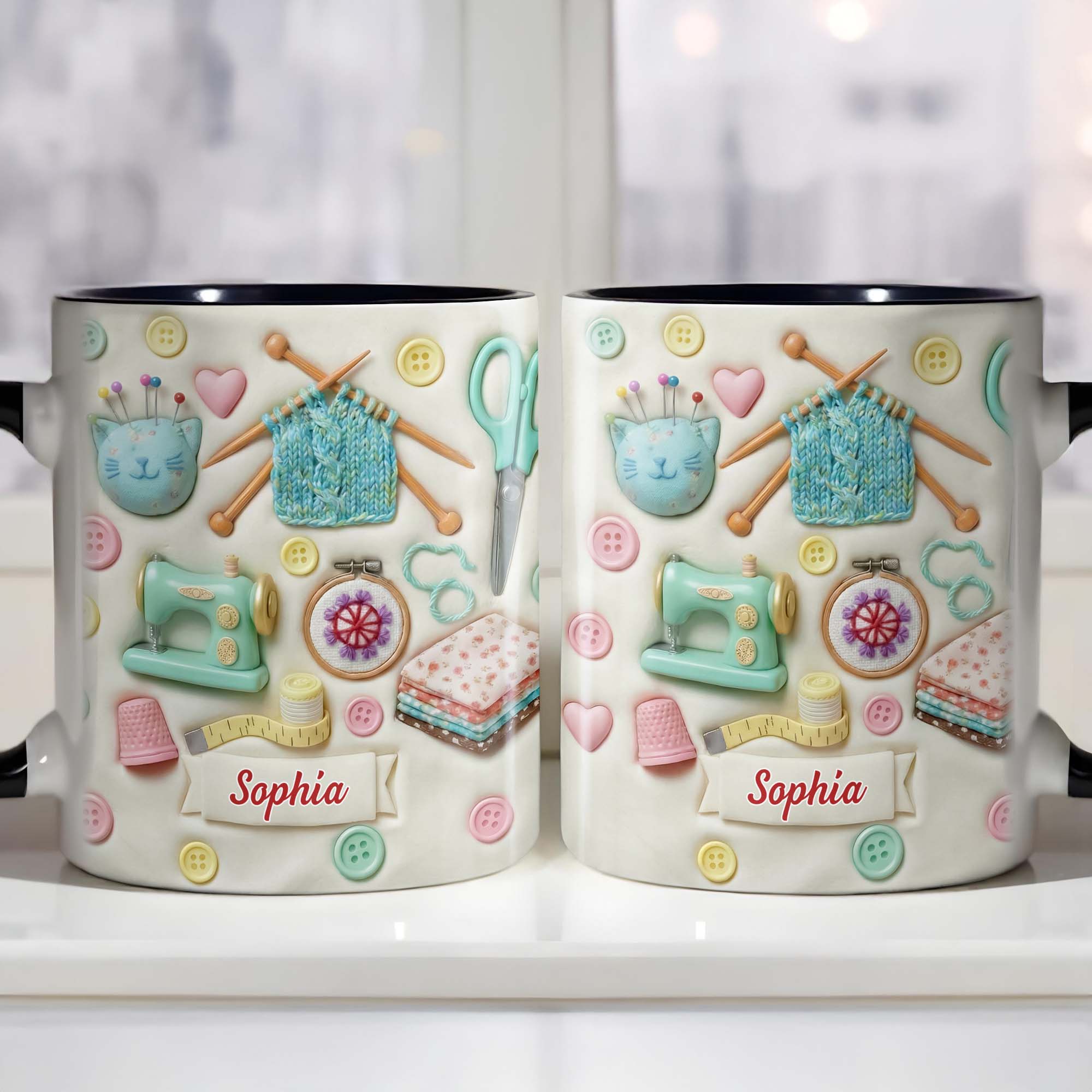 Personalized Sewing Machine Accent Mug Craft Lovers Coffee Cup Cute Gifts For Her