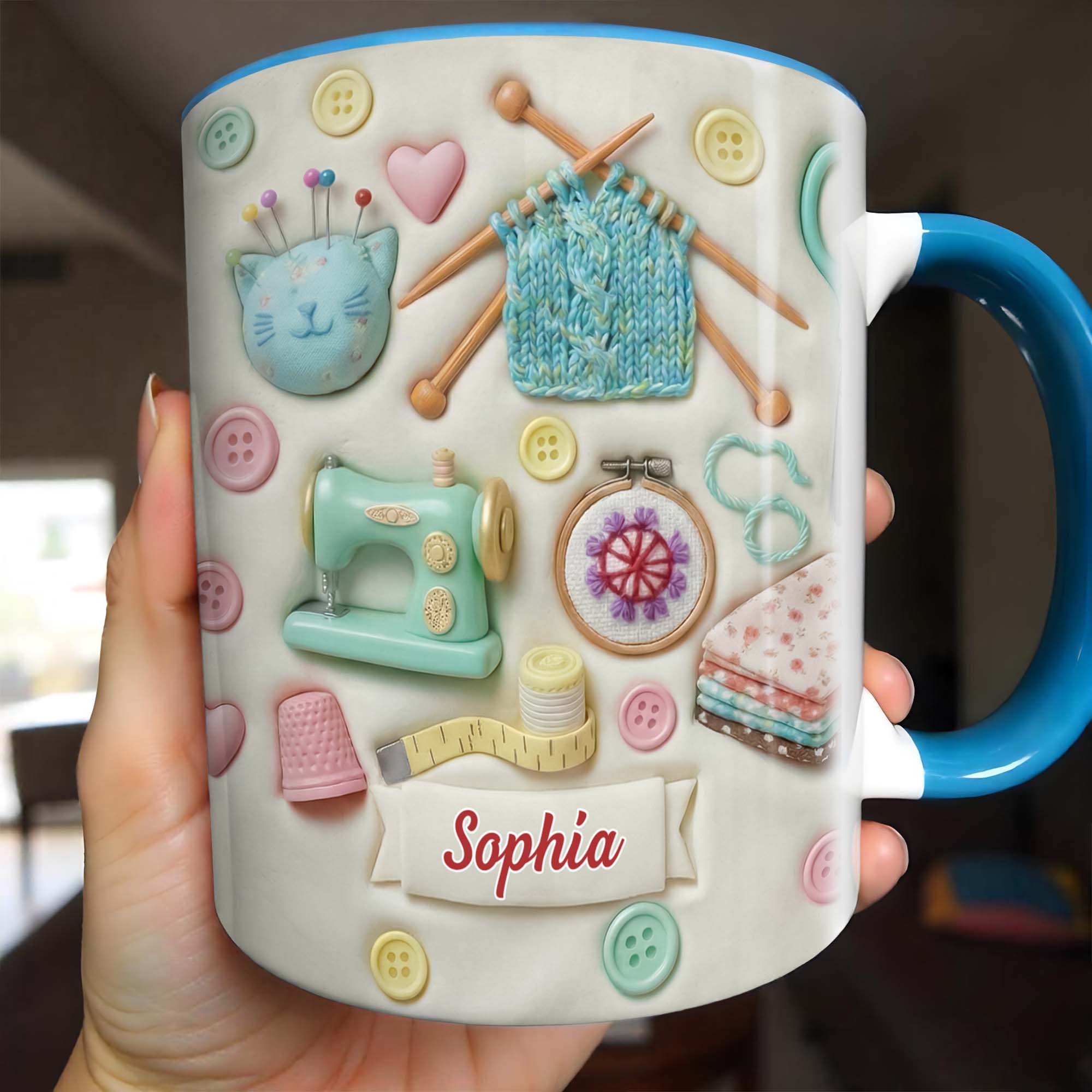 Personalized Sewing Machine Accent Mug Craft Lovers Coffee Cup Cute Gifts For Her - Image 3
