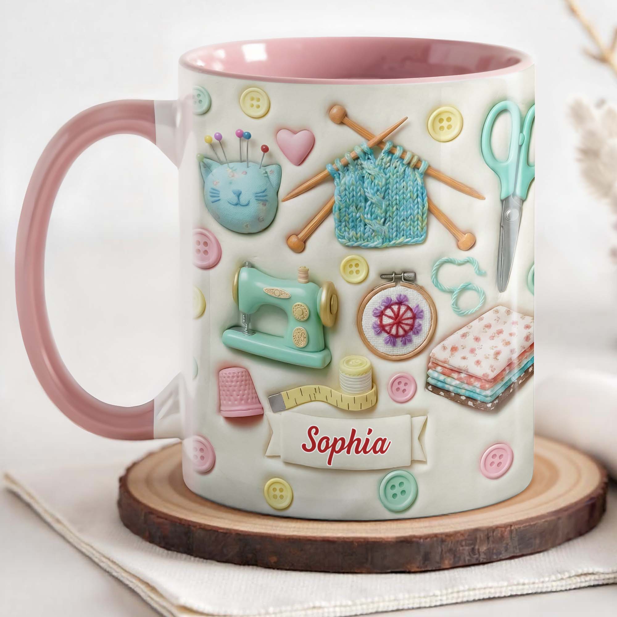 Personalized Sewing Machine Accent Mug Craft Lovers Coffee Cup Cute Gifts For Her - Image 4