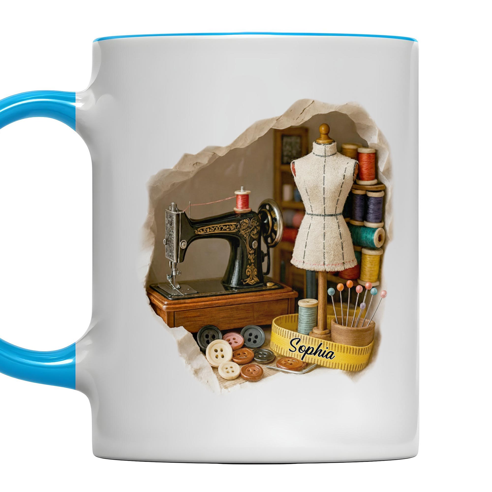 Personalized Sewing Machine Accent Mug Sewing Room Miniature Coffee Cup Gifts For Her - Image 5