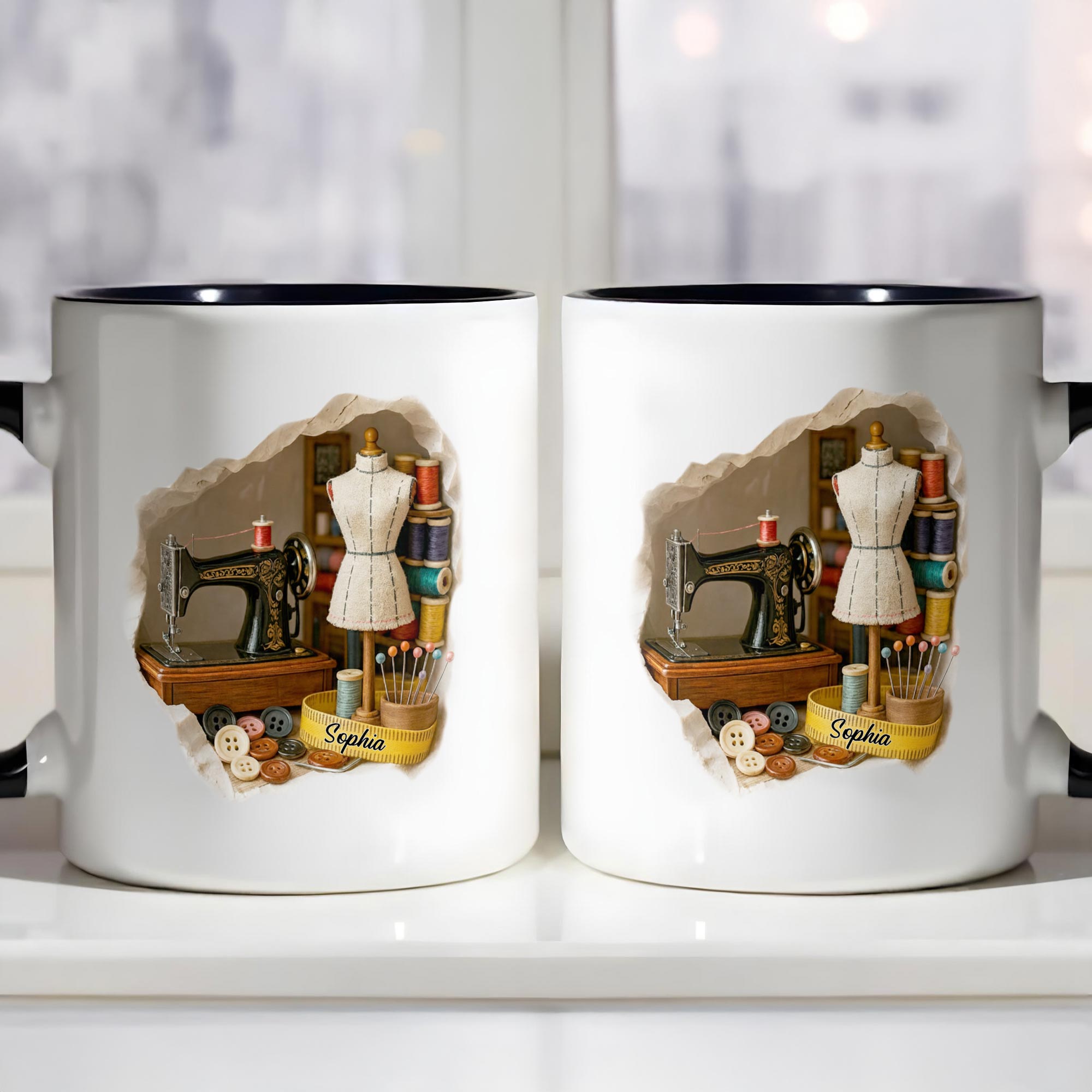 Personalized Sewing Machine Accent Mug Sewing Room Miniature Coffee Cup Gifts For Her