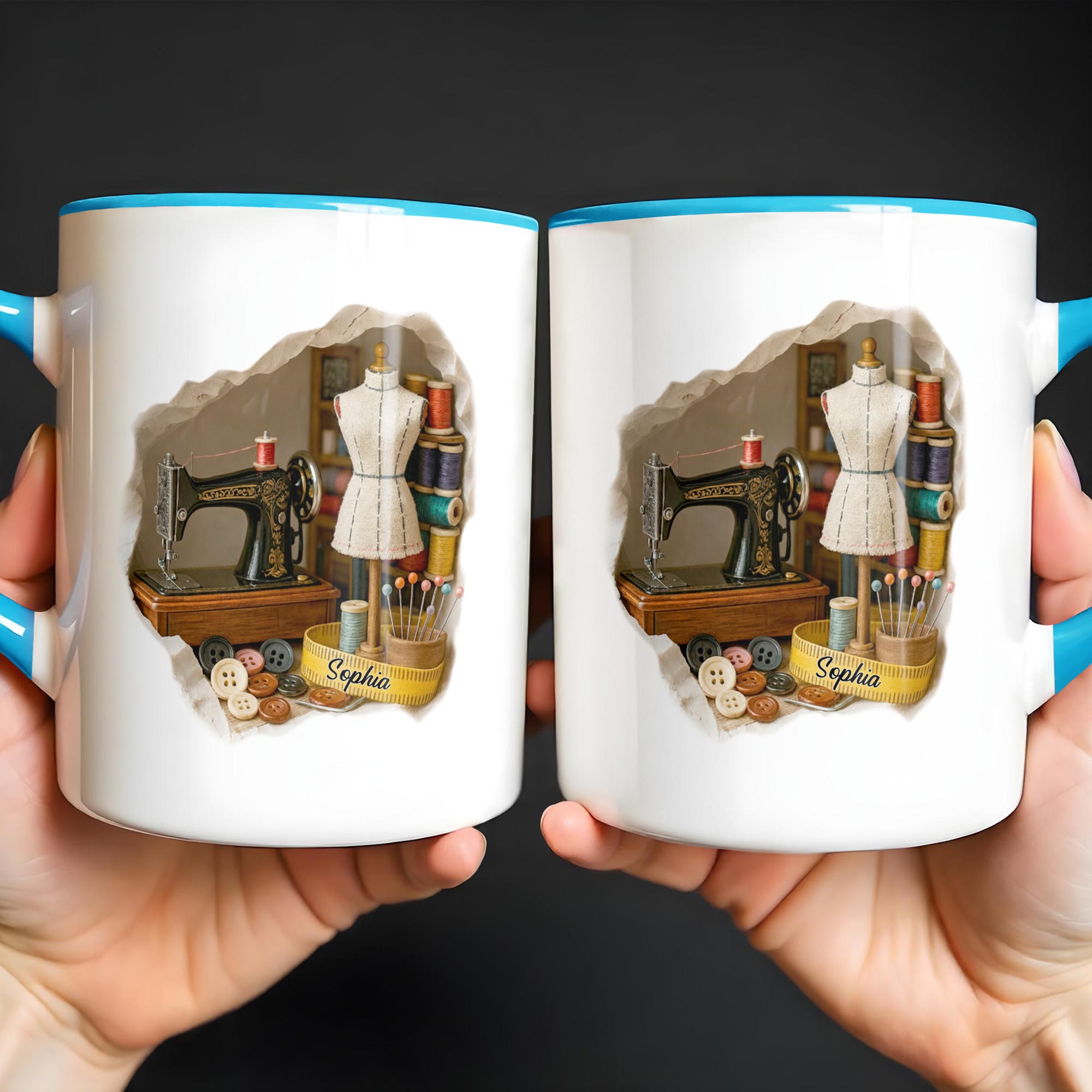 Personalized Sewing Machine Accent Mug Sewing Room Miniature Coffee Cup Gifts For Her - Image 2
