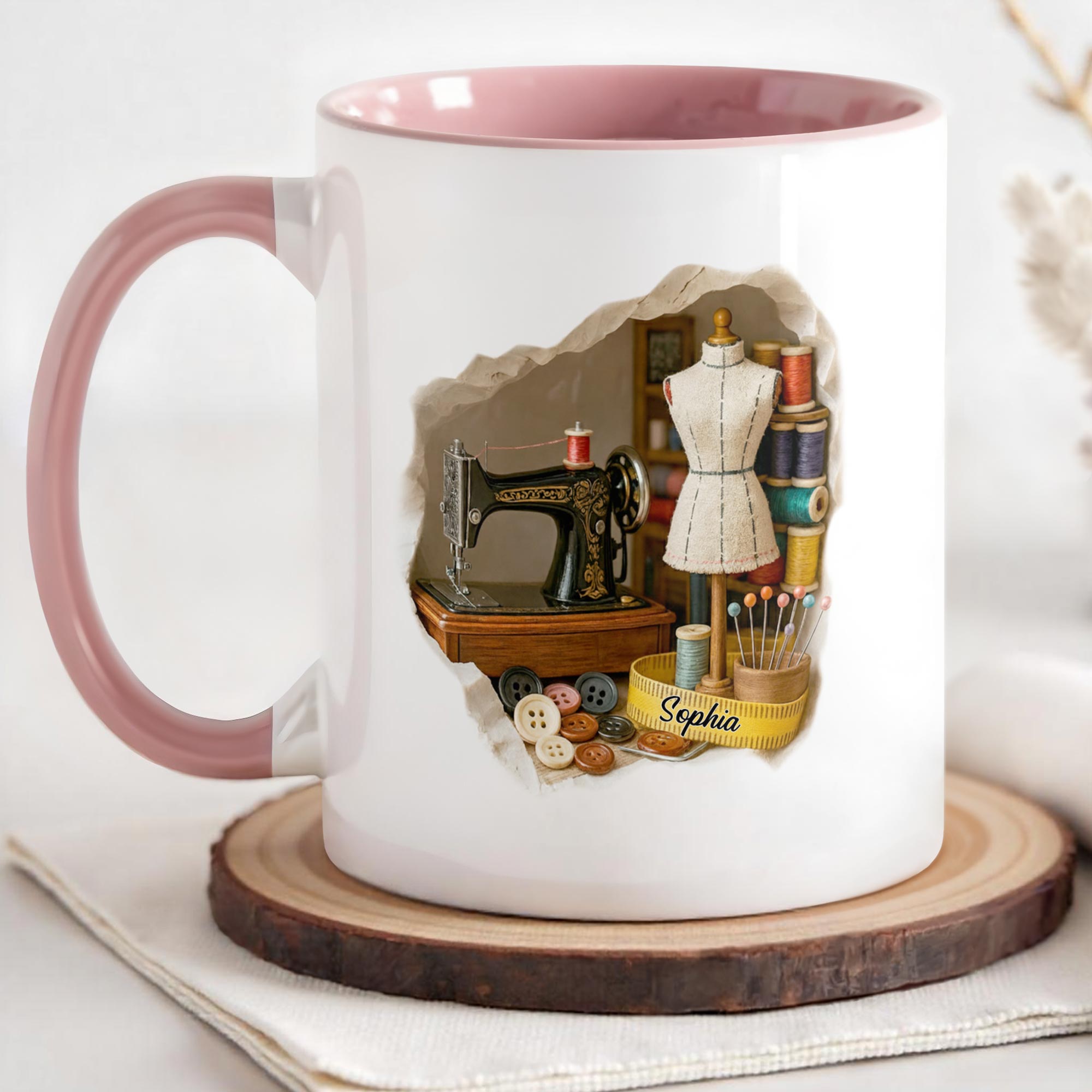Personalized Sewing Machine Accent Mug Sewing Room Miniature Coffee Cup Gifts For Her - Image 4