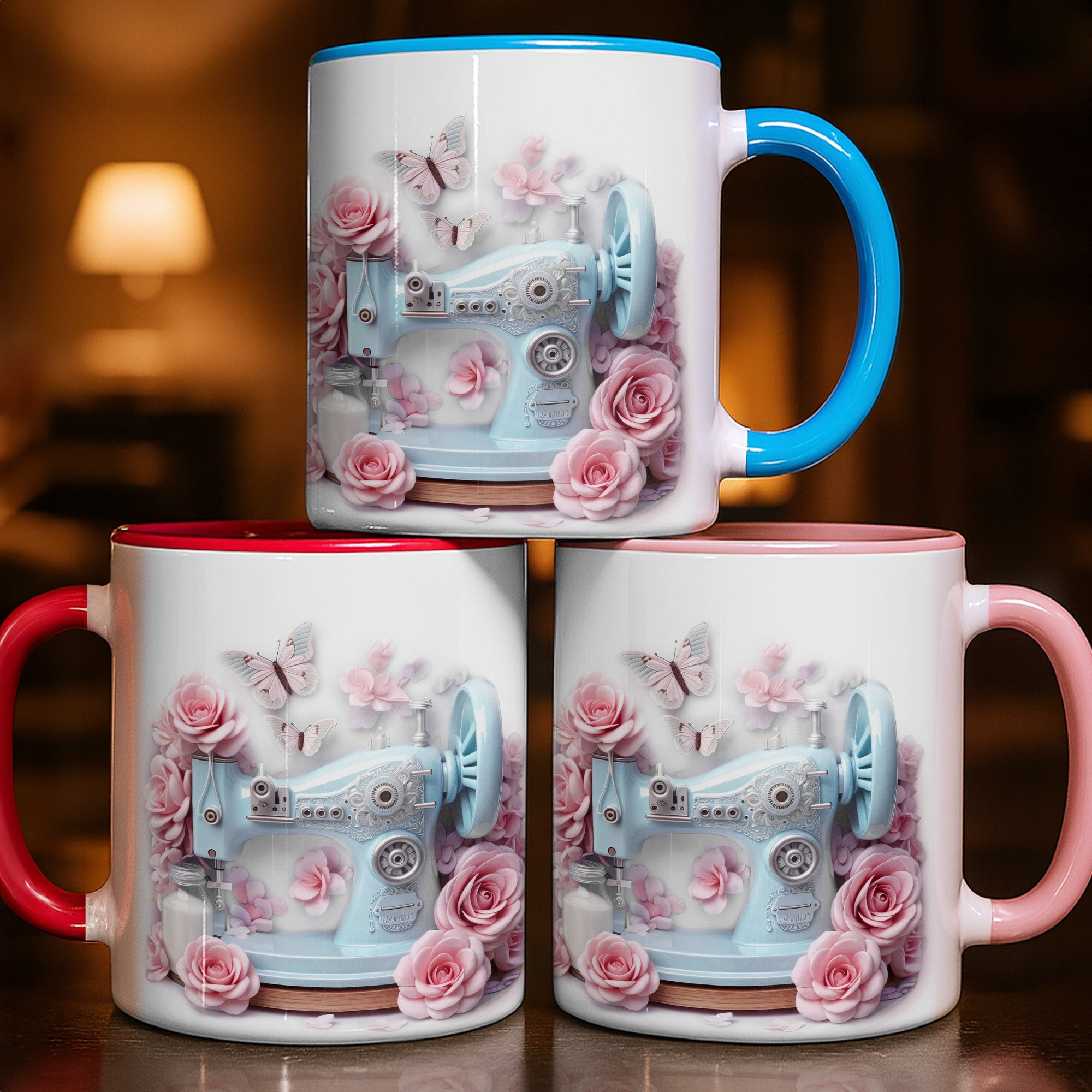 Personalized Sewing Machine And Roses Accent Mug Gifts For Sewers - Image 2