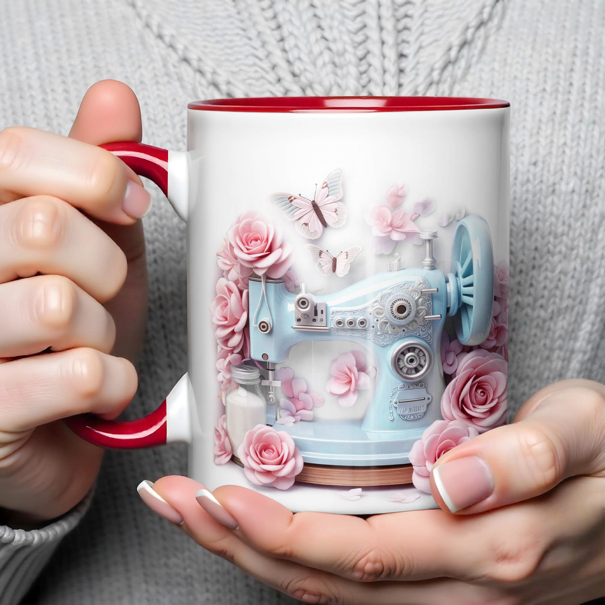 Personalized Sewing Machine And Roses Accent Mug Gifts For Sewers - Image 3