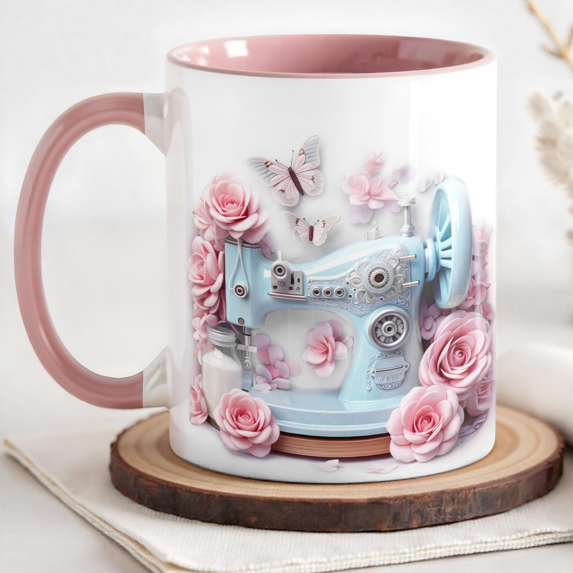 Personalized Sewing Machine And Roses Accent Mug Gifts For Sewers - Image 4