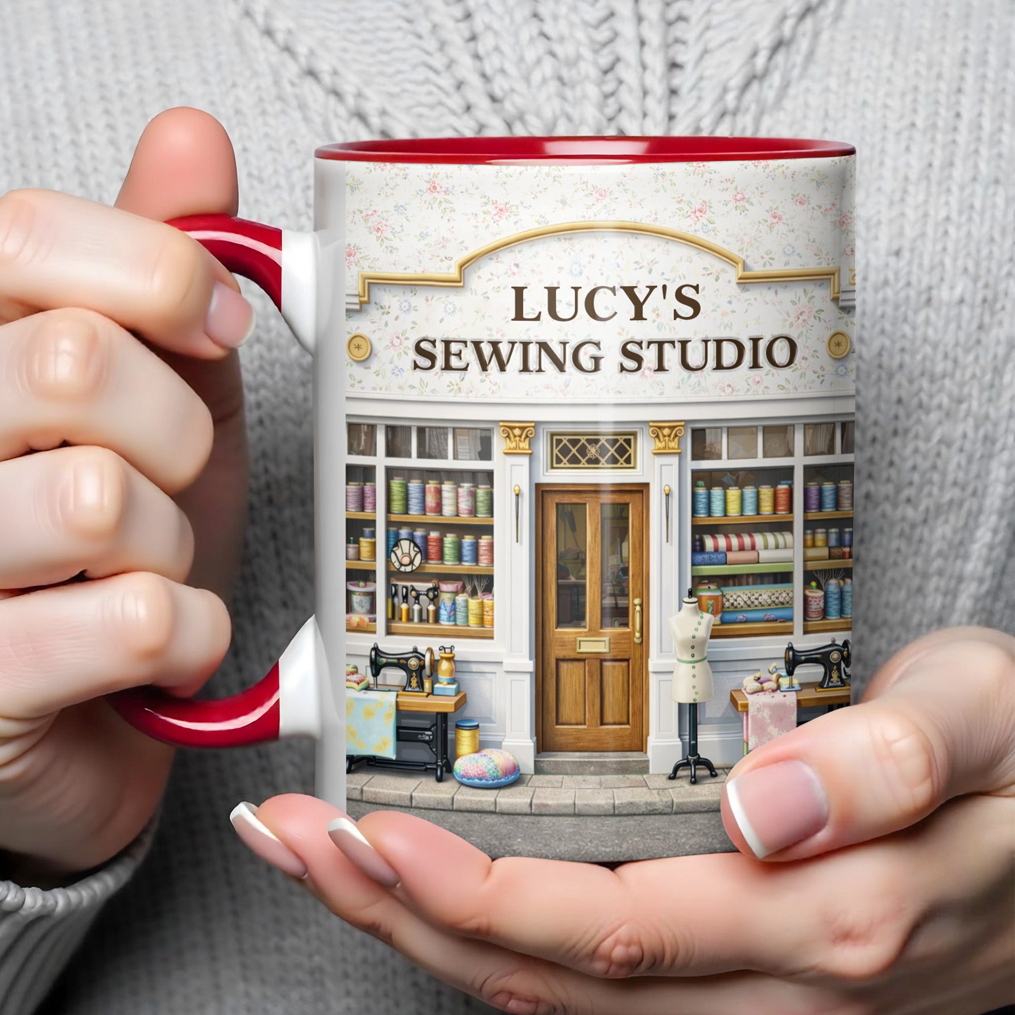 Personalized Sewing Studio Accent Mug With Custom Name Gifts For Sewing Lovers - Image 7