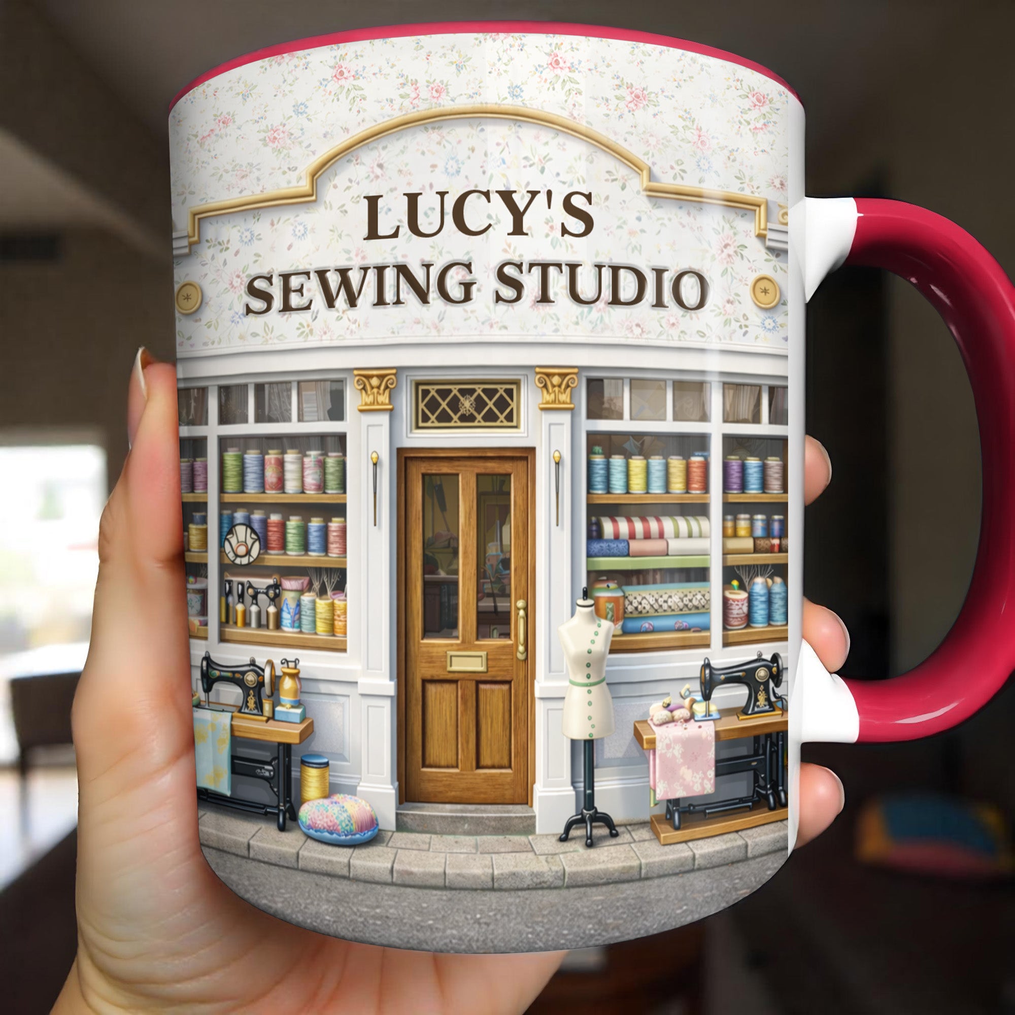 Personalized Sewing Studio Accent Mug With Custom Name Gifts For Sewing Lovers - Image 3