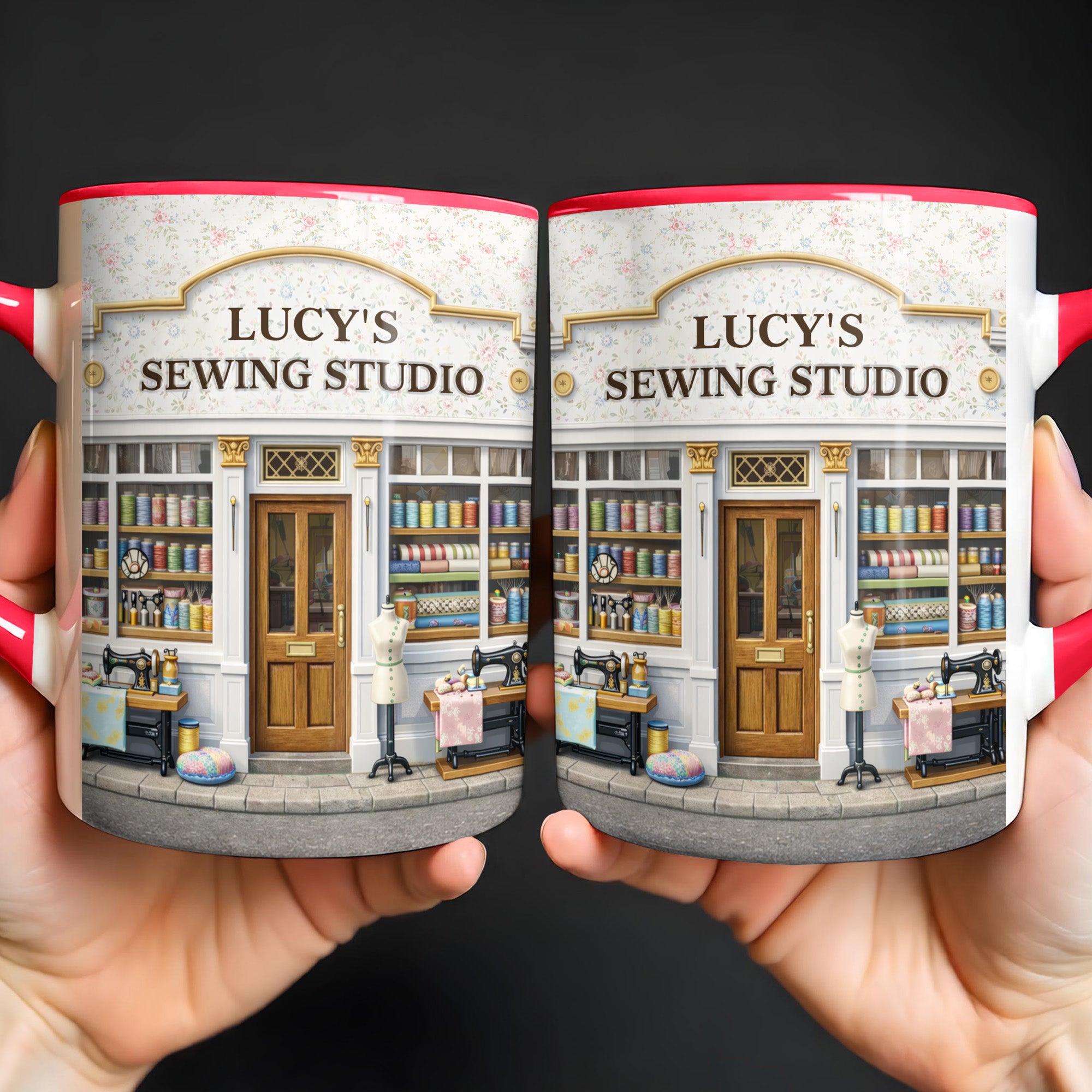Personalized Sewing Studio Accent Mug With Custom Name Gifts For Sewing Lovers - Image 5