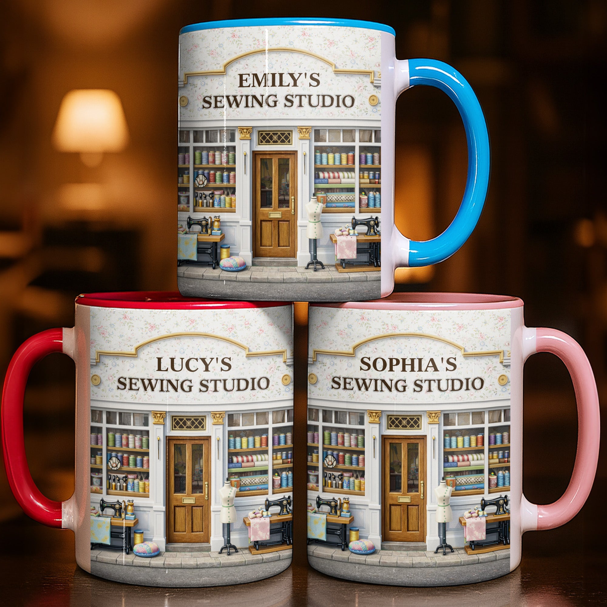 Personalized Sewing Studio Accent Mug With Custom Name Gifts For Sewing Lovers - Image 2