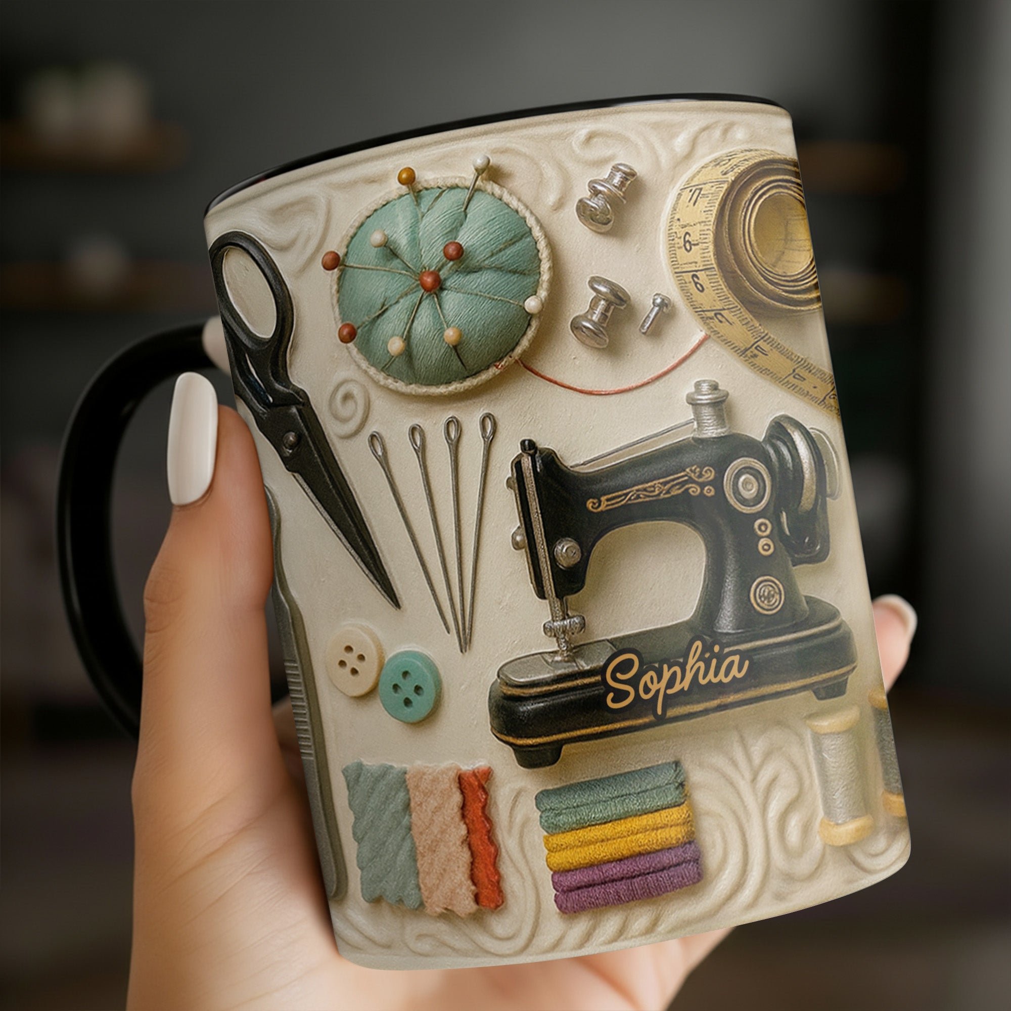 Personalized Sewing Theme Accent Mug Perfect Gift For Sewing Lover For Her - Image 2