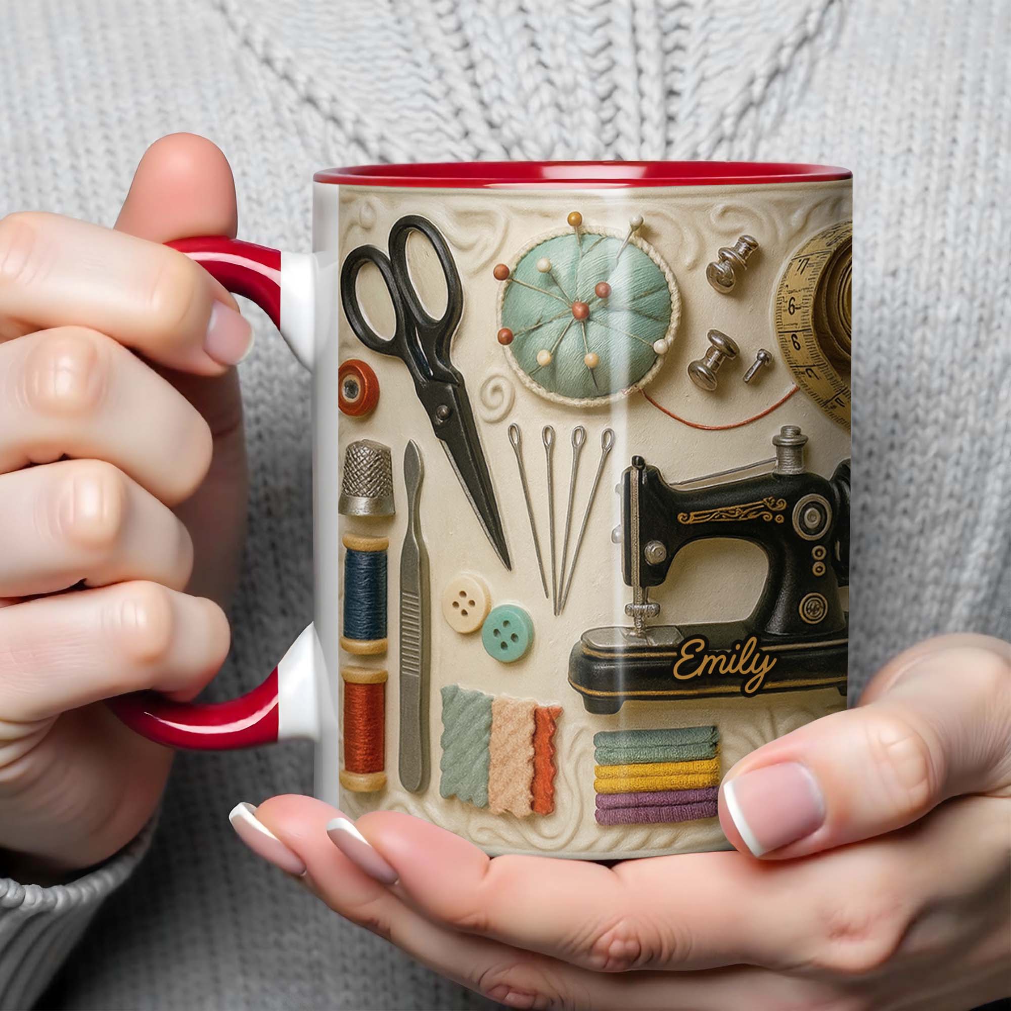 Personalized Sewing Theme Accent Mug Perfect Gift For Sewing Lover For Her - Image 5
