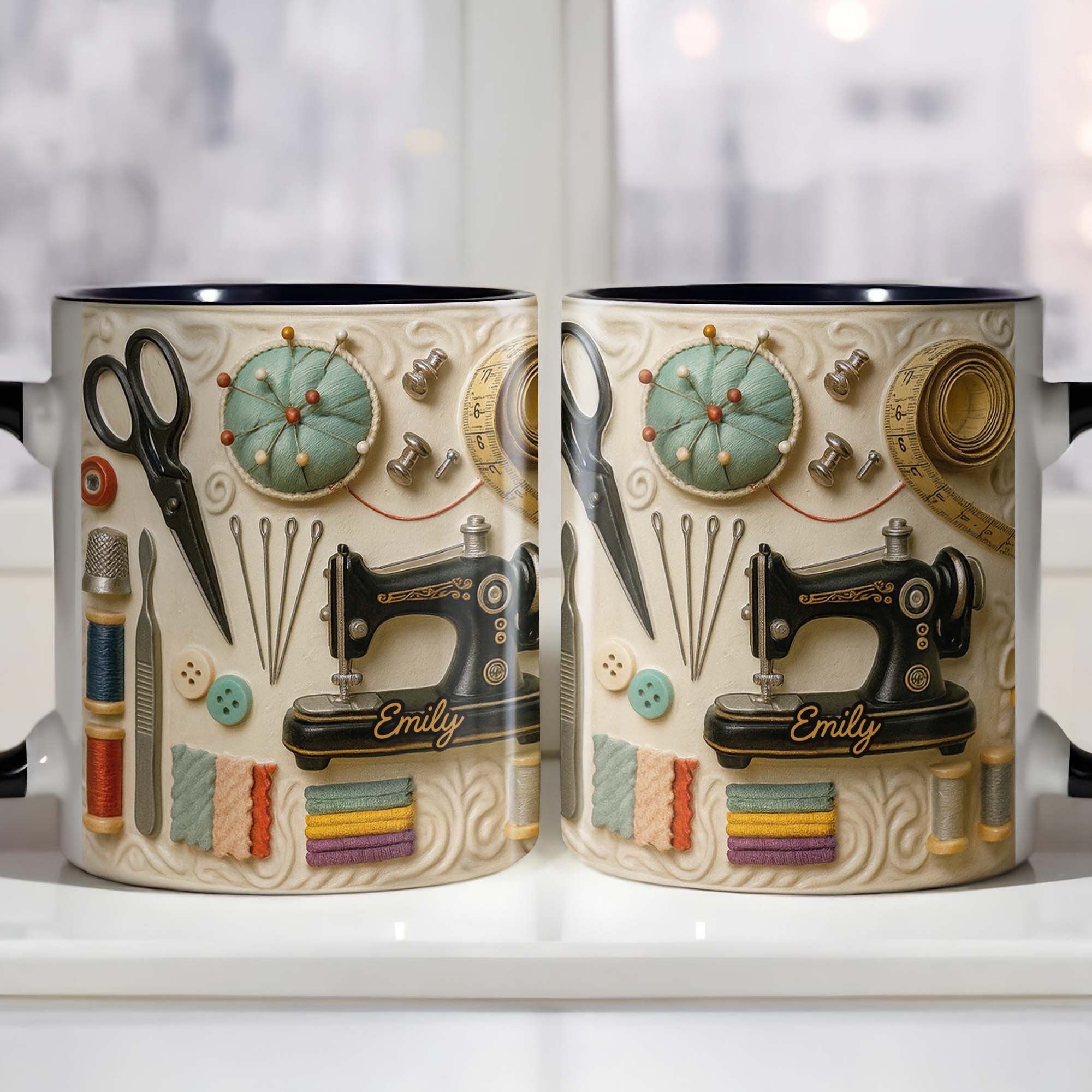 Personalized Sewing Theme Accent Mug Perfect Gift For Sewing Lover For Her - Image 6