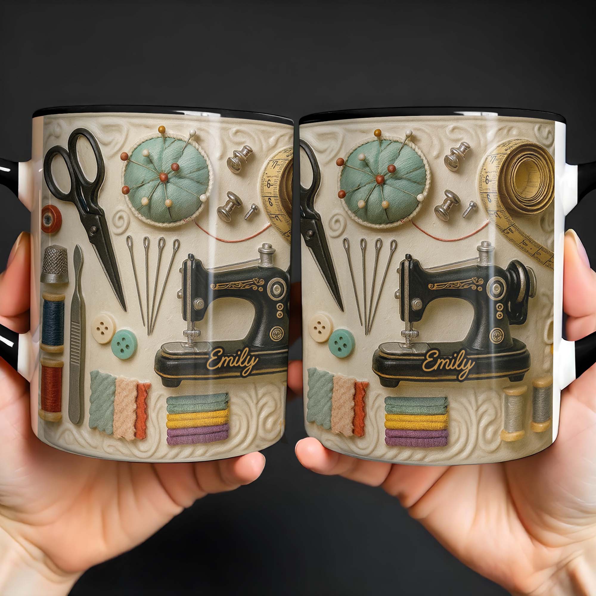 Personalized Sewing Theme Accent Mug Perfect Gift For Sewing Lover For Her