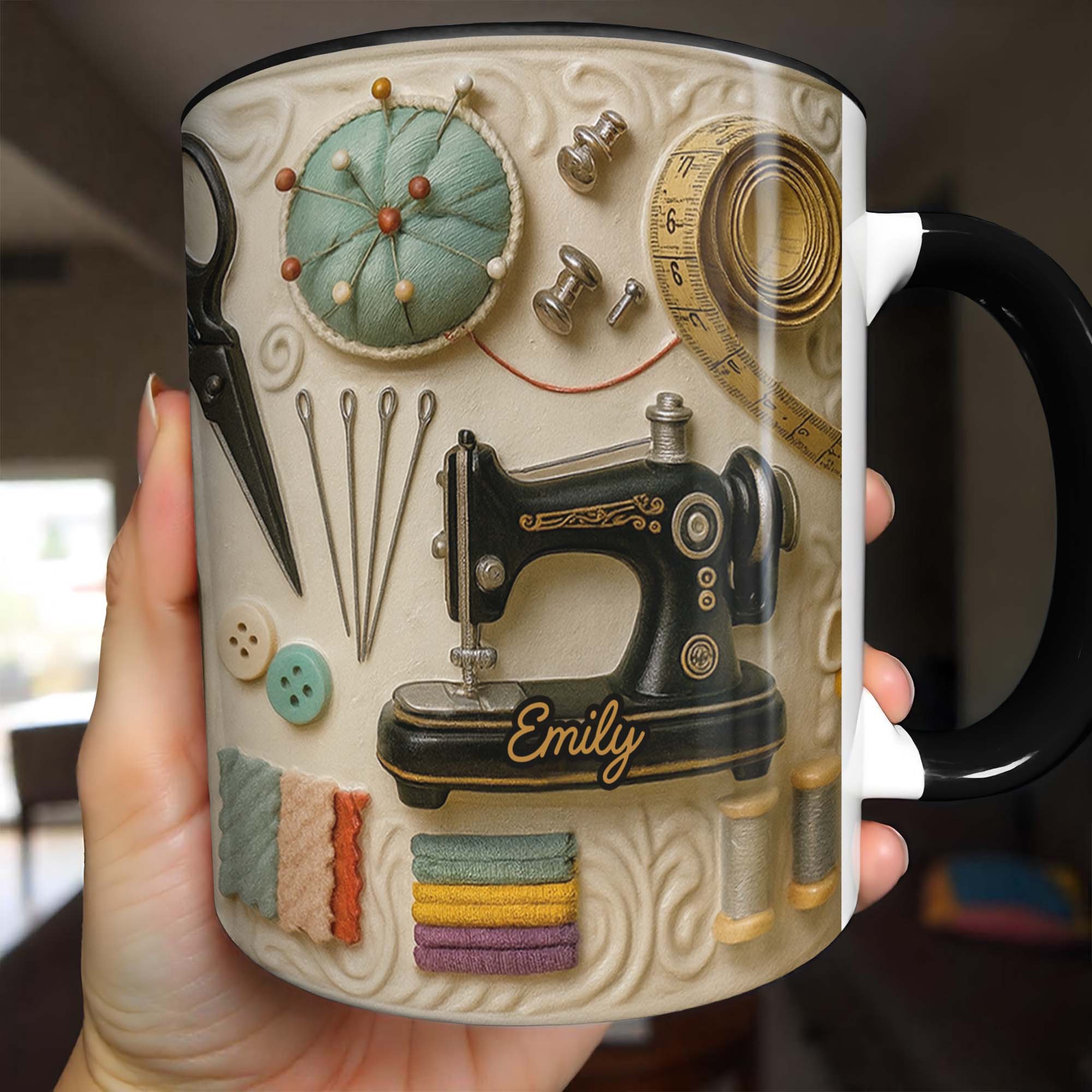Personalized Sewing Theme Accent Mug Perfect Gift For Sewing Lover For Her - Image 4