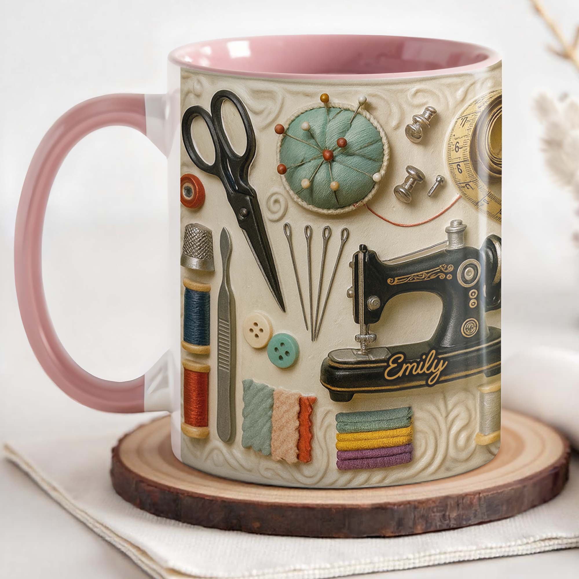 Personalized Sewing Theme Accent Mug Perfect Gift For Sewing Lover For Her - Image 3